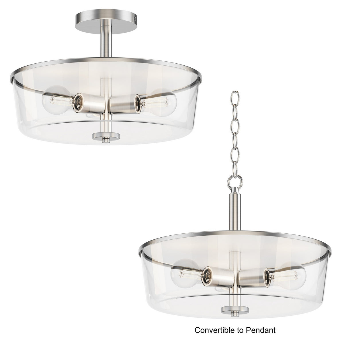Semi-plafonnier ou suspension convertible 3 lumières | Fuller