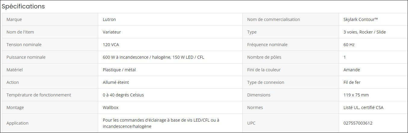 SKY-LARK Gradateur Blanc - CTCL-153PH-W | LUTRON