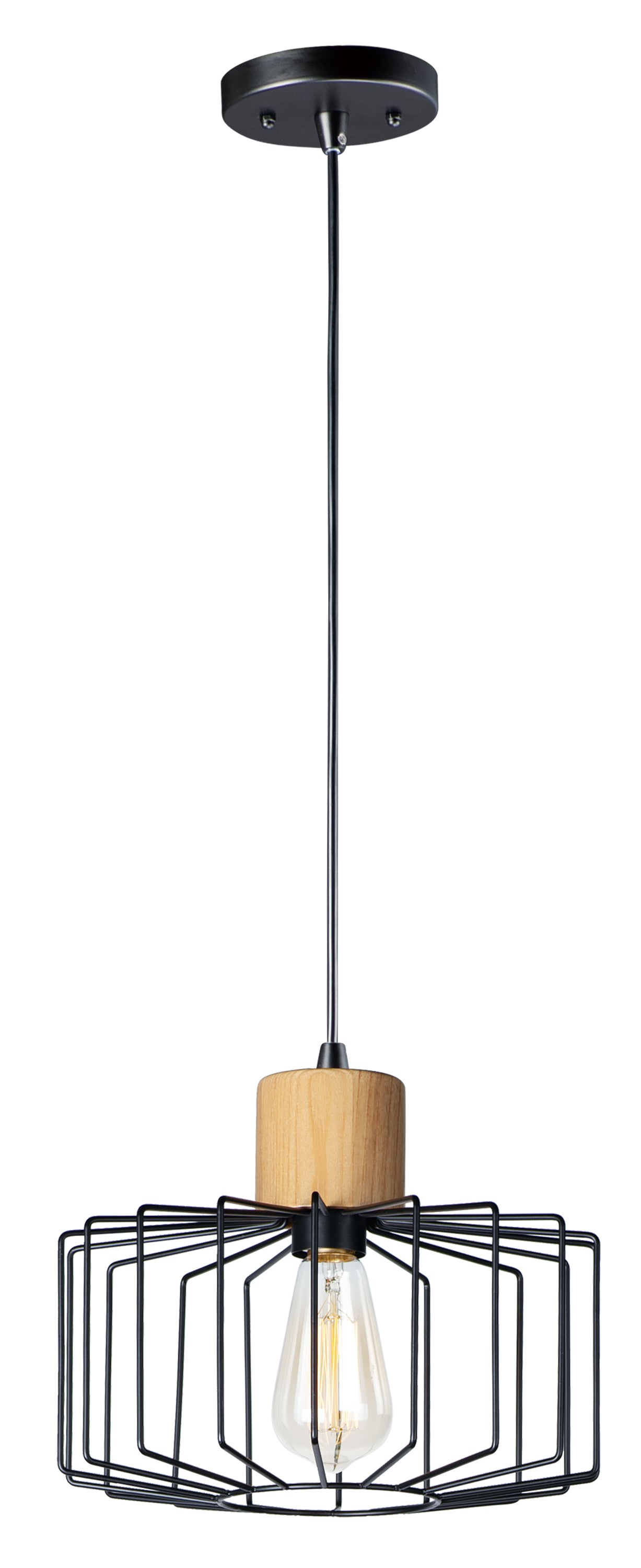 BJORN Pendant Black, Wood - 10068BKNWD | MAXIM/ET2