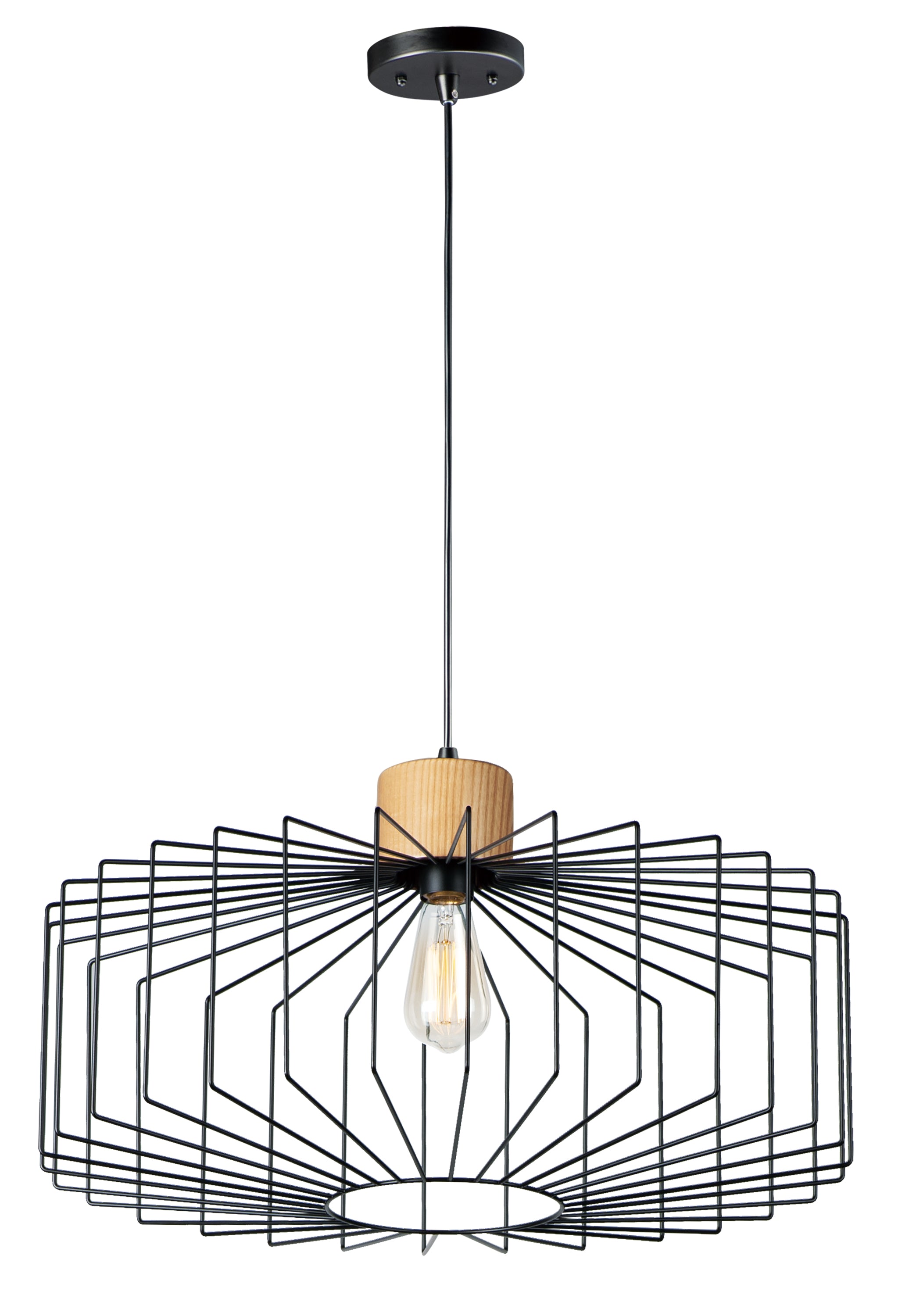 BJORN Pendant Black, Wood - 10069BKNWD | MAXIM/ET2
