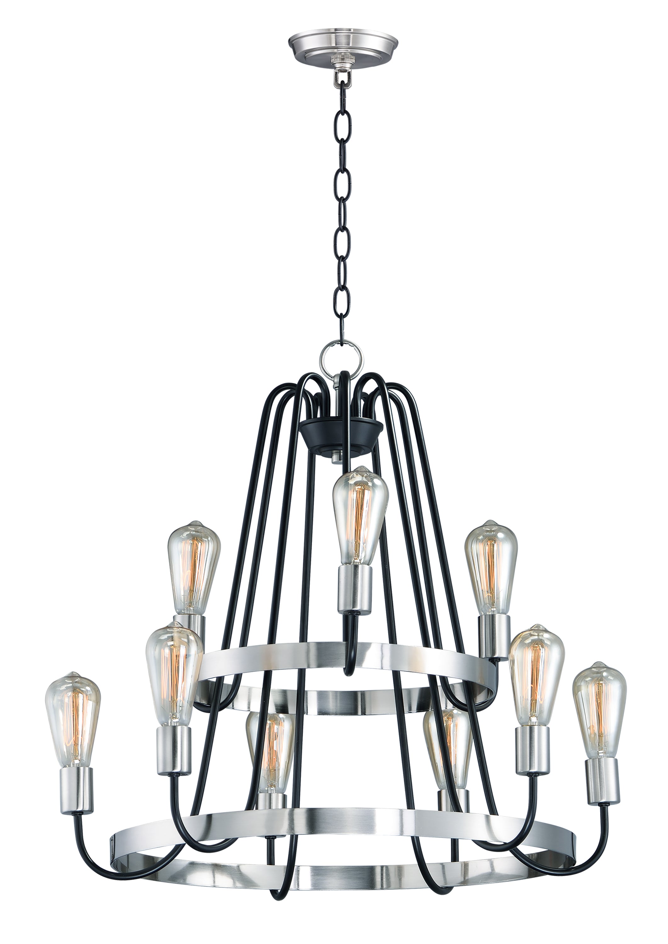 HAVEN Chandelier Black, Nickel - 11737BKSN | MAXIM/ET2