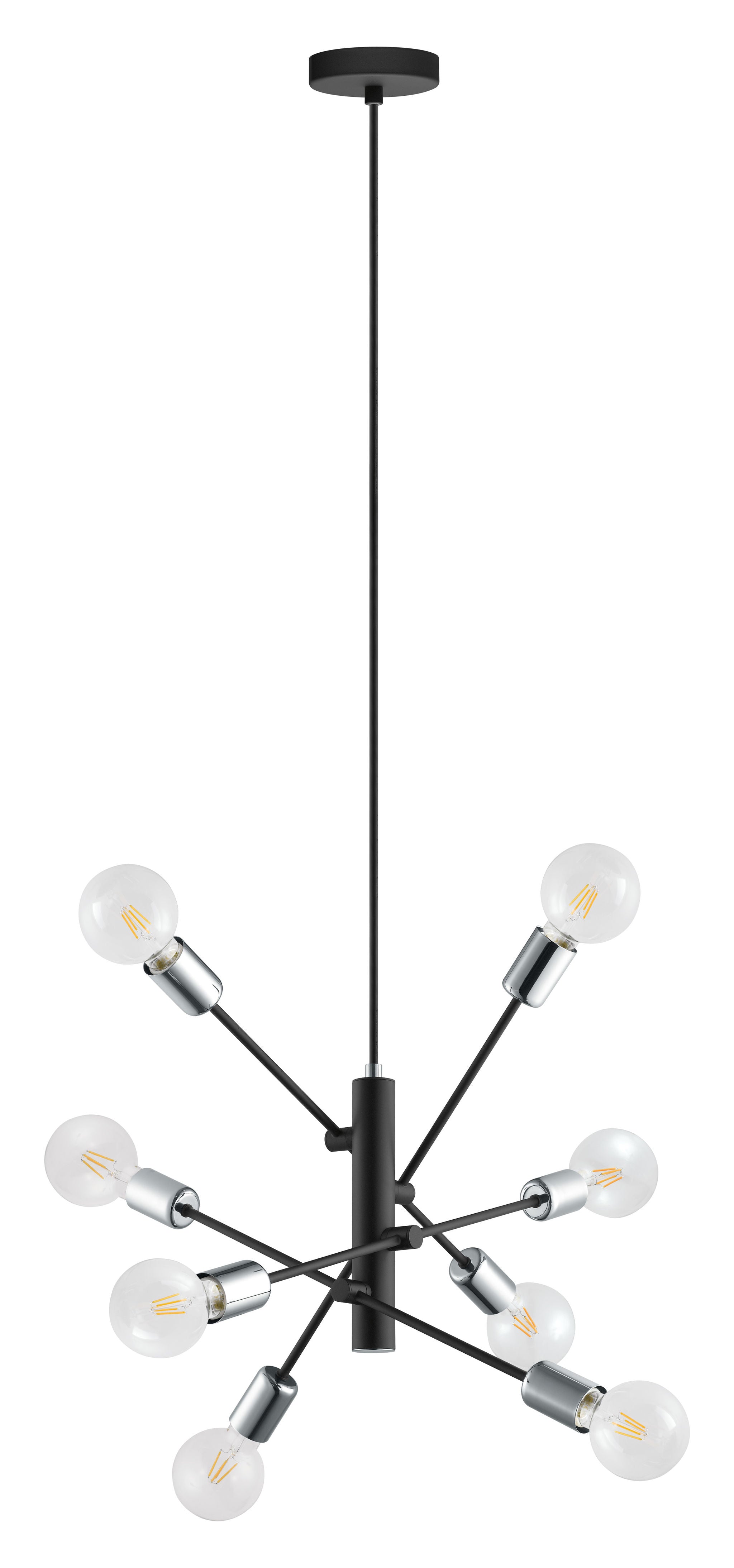 Gradoli Chandelier Chrome, Noir - 203386A | EGLO