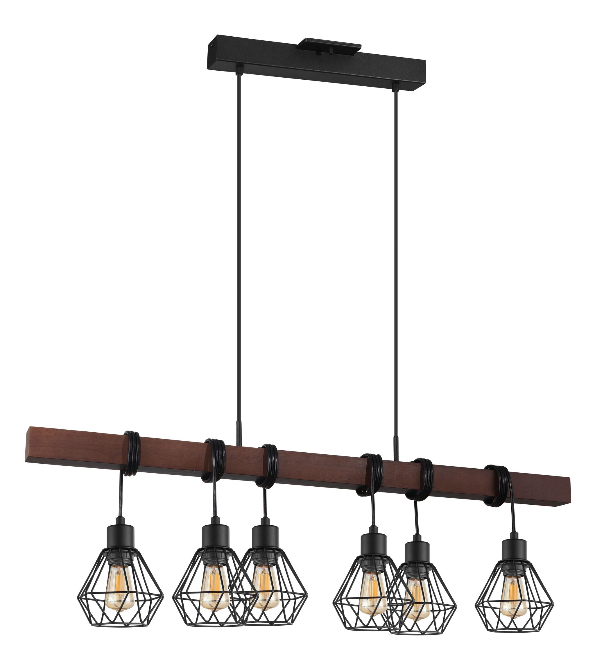 Tarbes-1 Suspension Bois, Noir - 204245A | EGLO