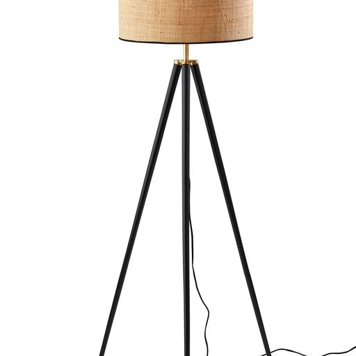 JACKSON Lampe sur pied Noir, Bois, Or - 3769-01 | ADESSO
