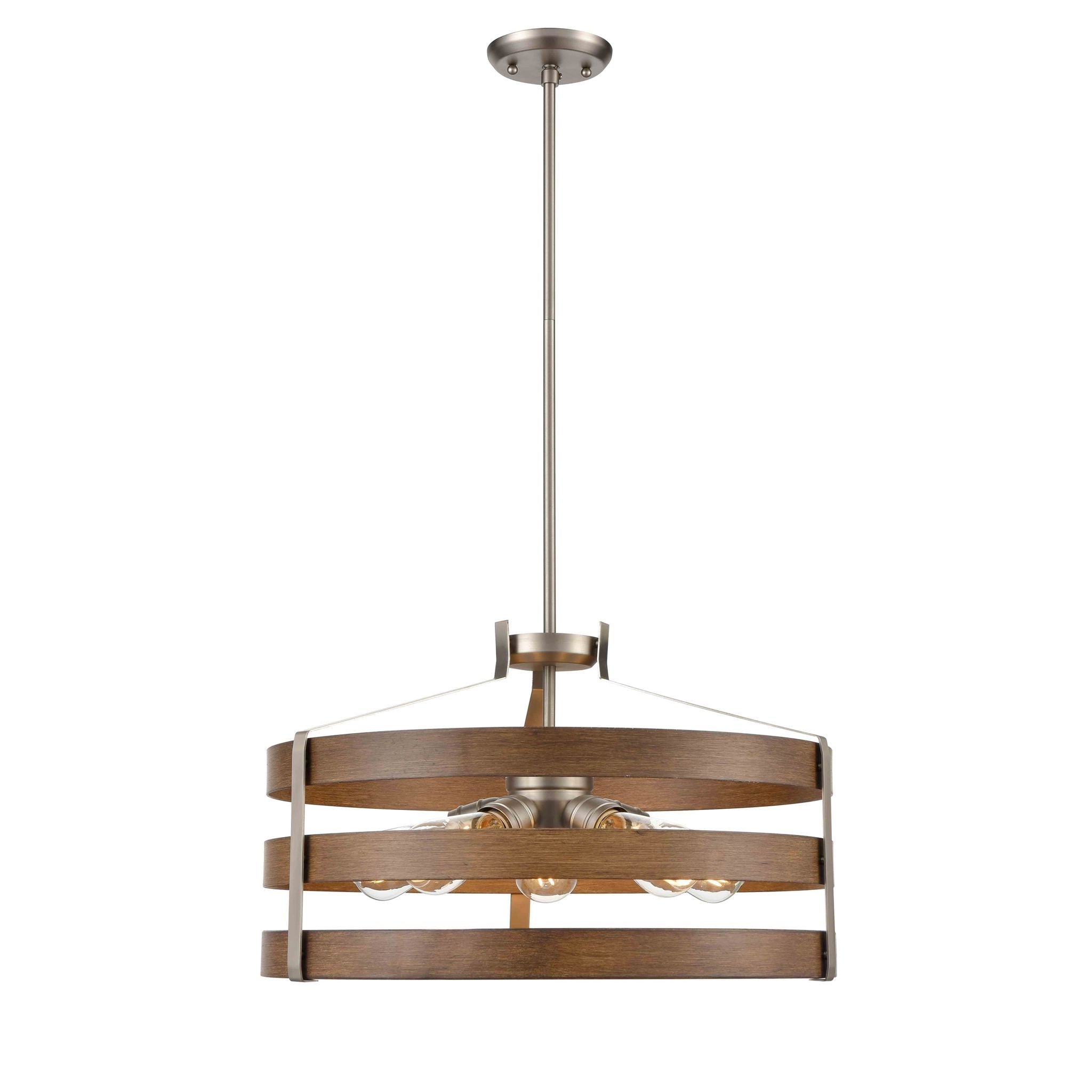 Fort Garry Chandelier Nickel, Bois - DVP41808BN+BAW | DVI