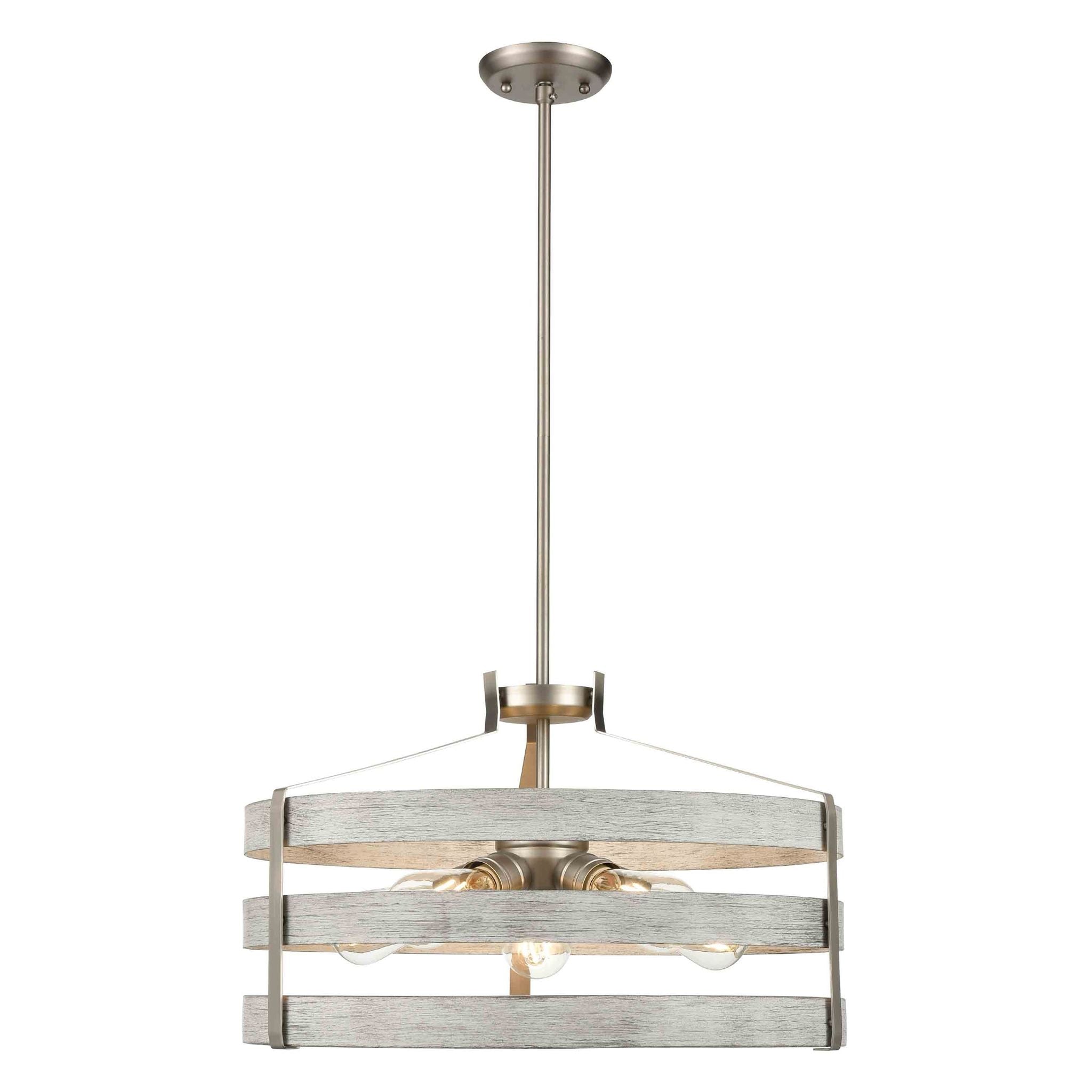 Fort Garry Chandelier Nickel, Bois - DVP41808BN+BIW | DVI