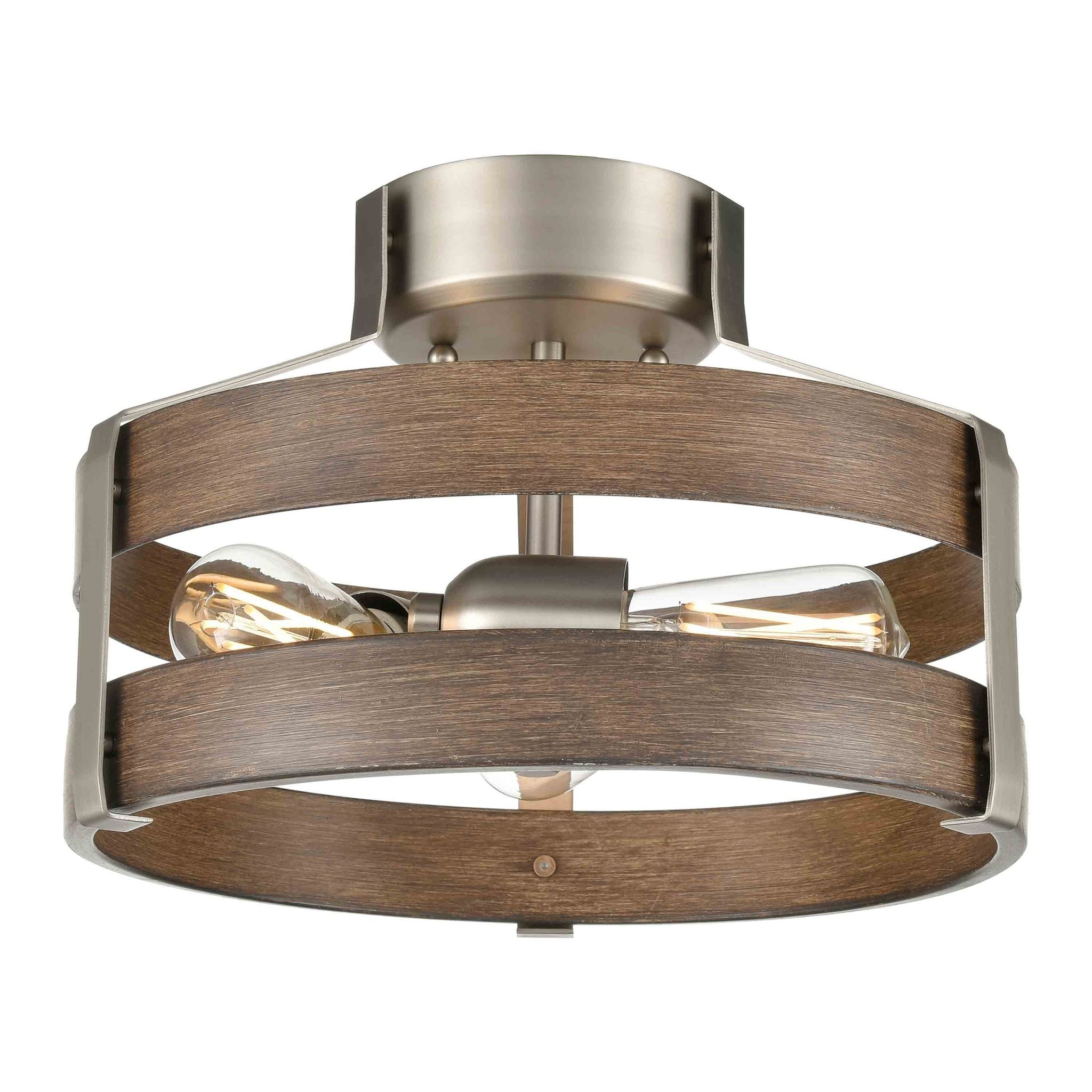 Fort Garry Semi-Flush mount Stainless steel, Wood - DVP41811BN+BAW | DVI