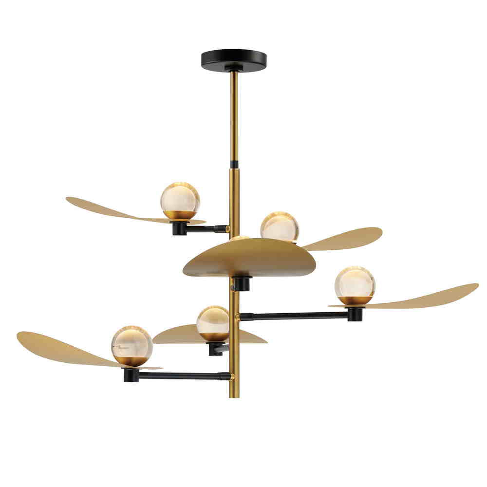 PEARL Chandelier Black, Gold INTEGRATED LED - E24075-BKNAB | MAXIM/ET3