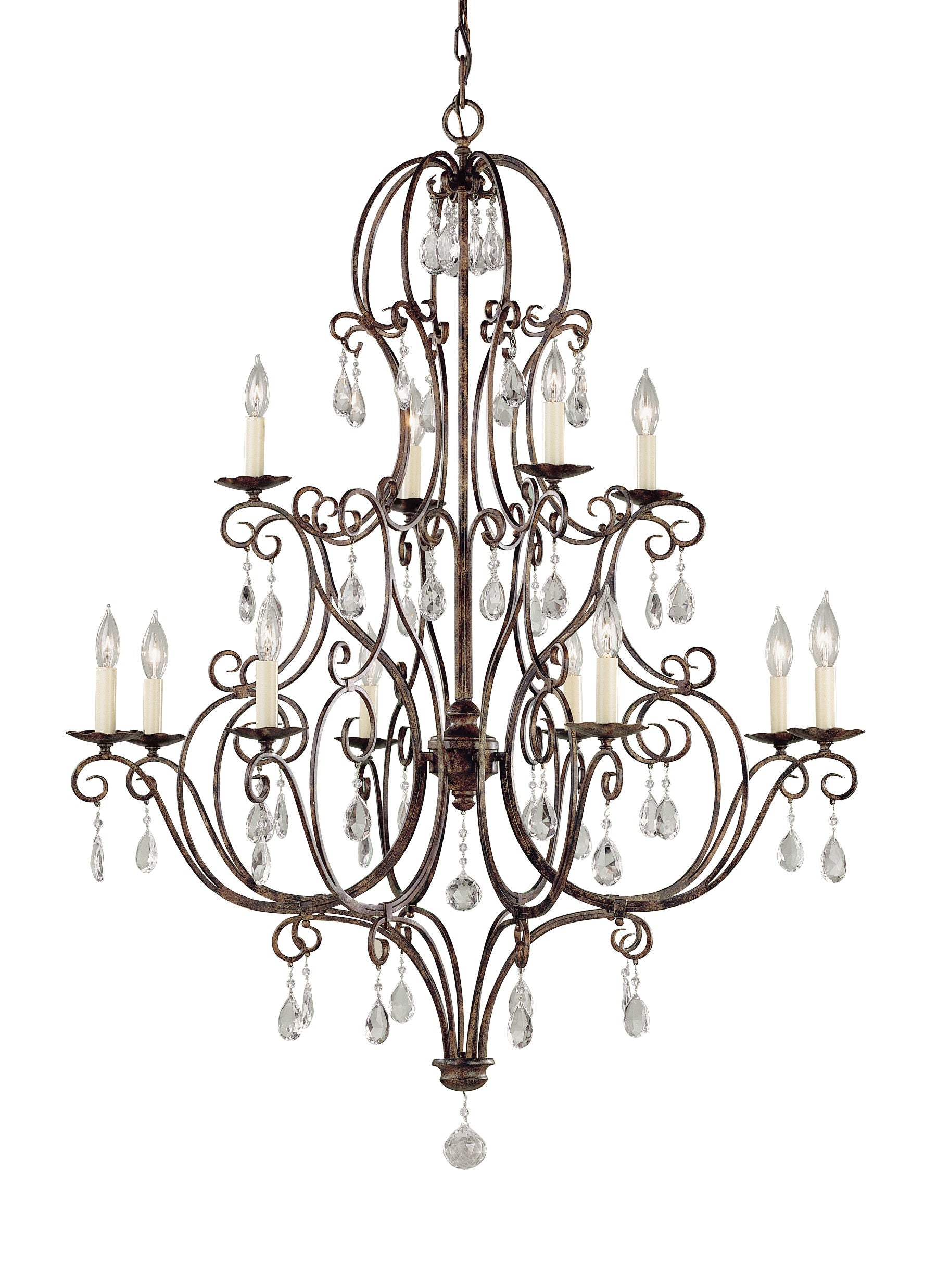 Chateau Chandelier Bronze, Crystal - F1938/8+4MBZ | FEISS