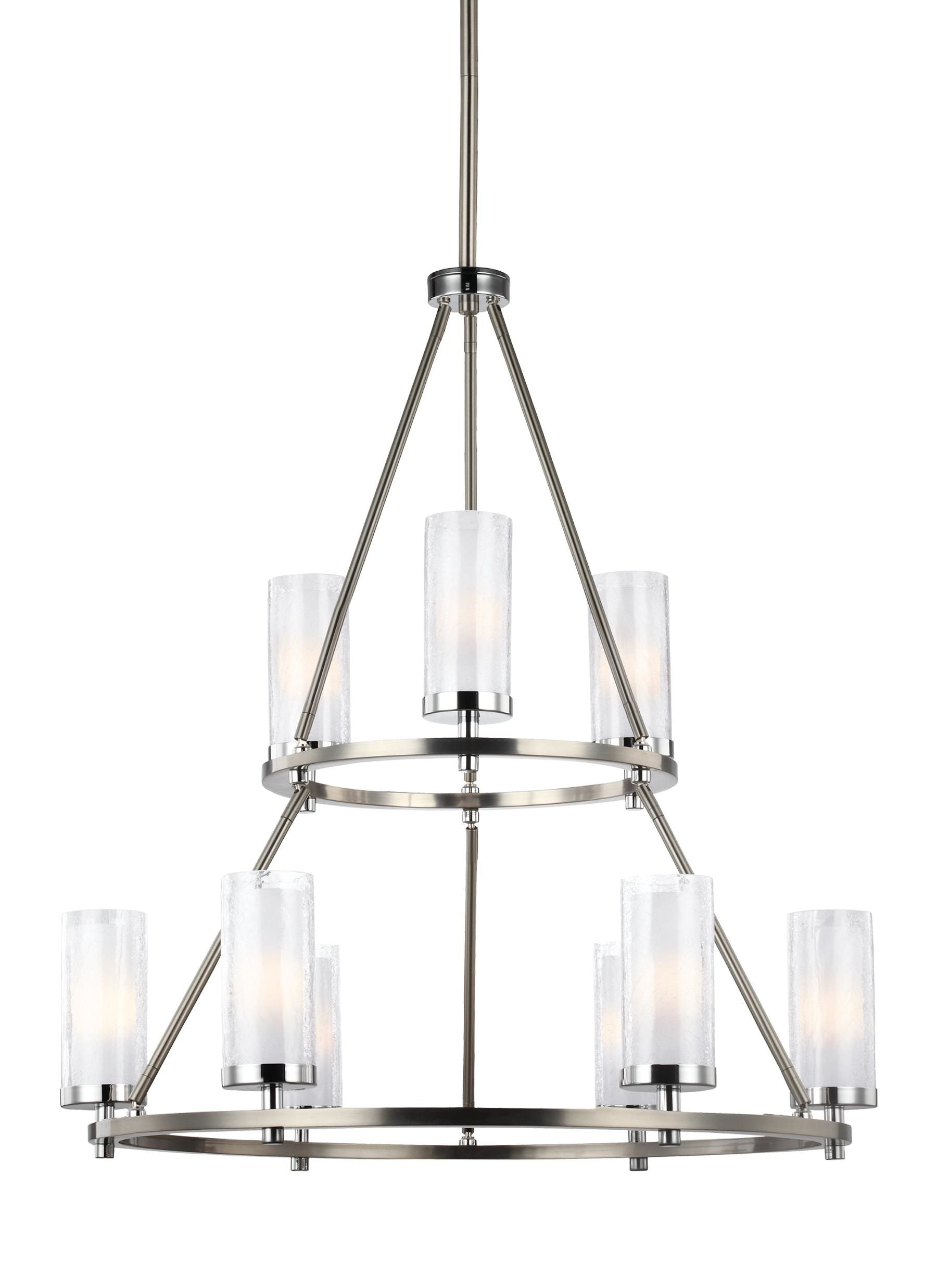 Jonah Chandelier Nickel, Chrome DEL INTÉGRÉ - F2987/9SN/CH | GENERATION LIGHTING