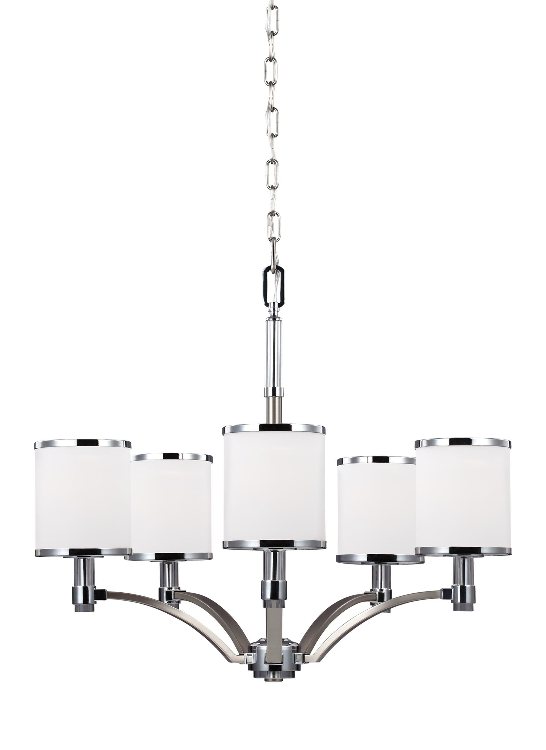 Prospect Park Chandelier Nickel, Chrome - F3084/5SN/CH | GENERATION LIGHTING