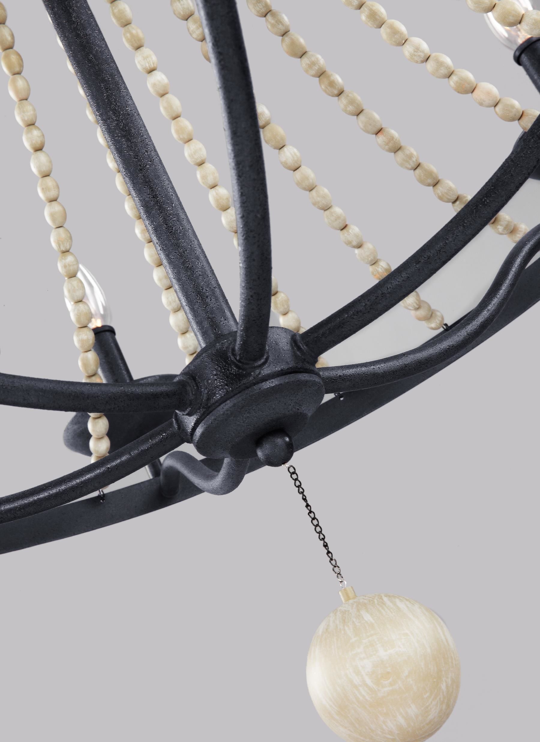 Nori Chandelier Noir, Bois - F3129/6DWZ/DWG | GENERATION LIGHTING