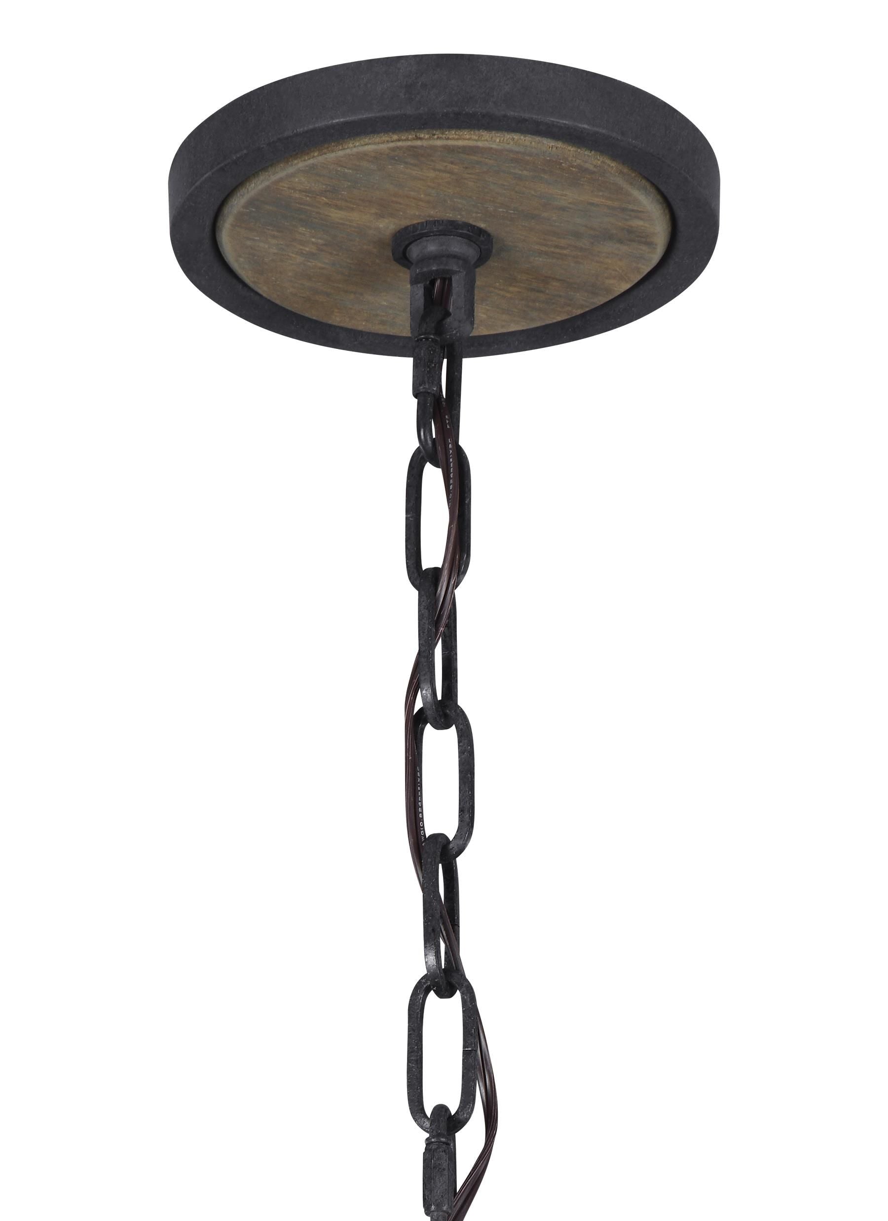 Allier Chandelier Bois, Noir - F3186/6WOW/AF | GENERATION LIGHTING