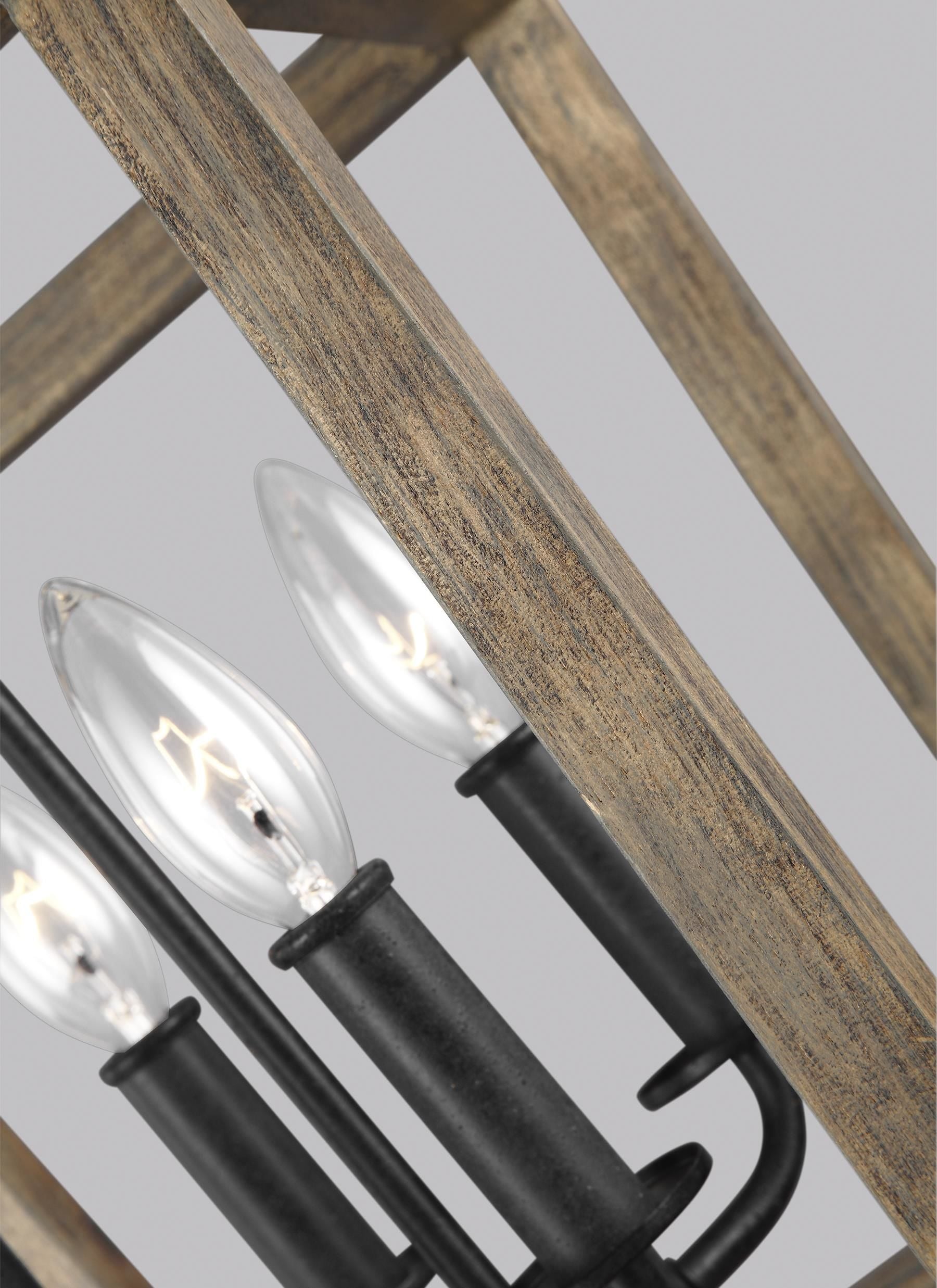 Gannet Chandelier Bois, Noir - F3190/4WOW/AF | GENERATION LIGHTING
