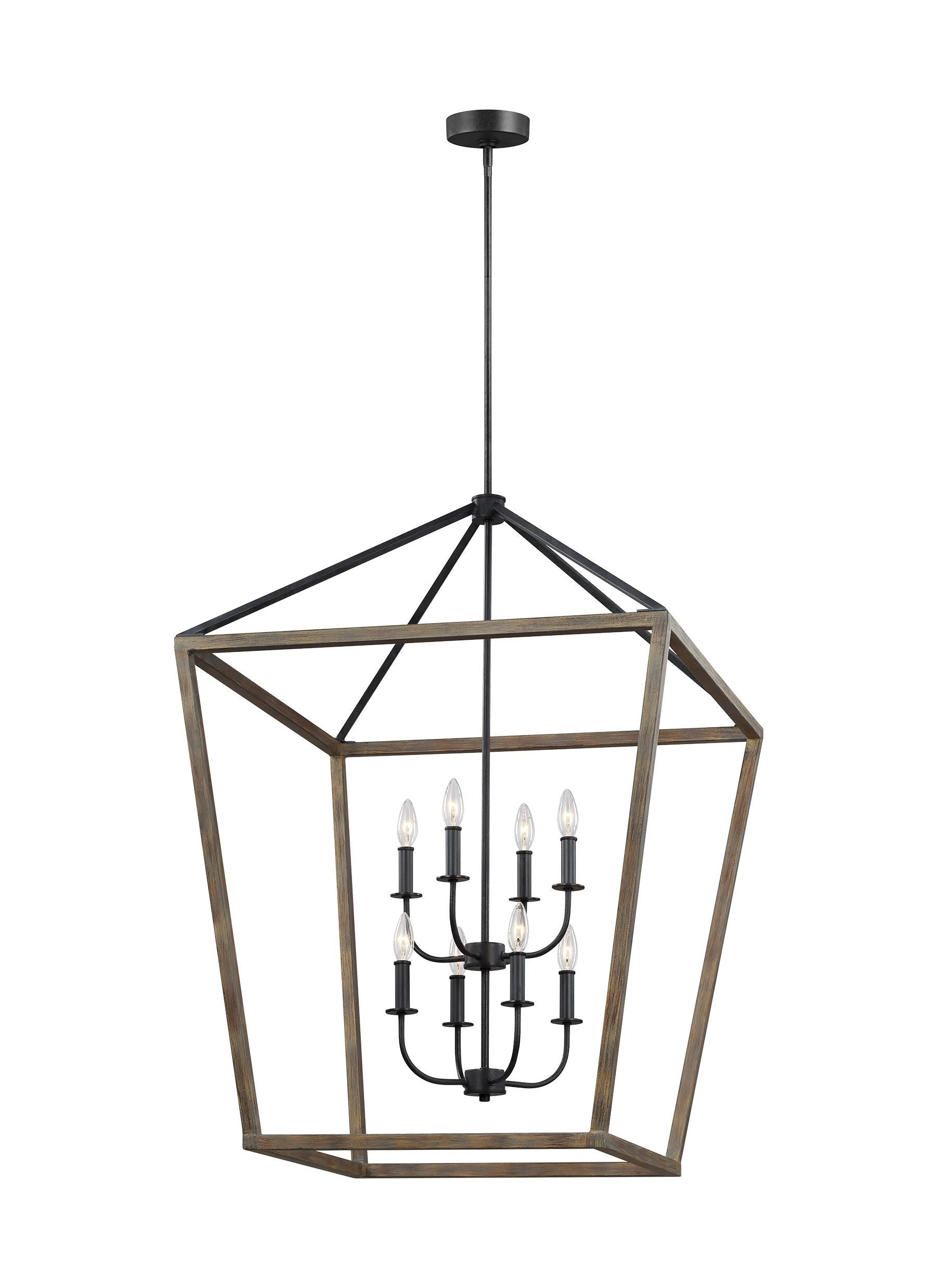 Gannet Chandelier Bois, Noir - F3194/8WOW/AF | GENERATION LIGHTING