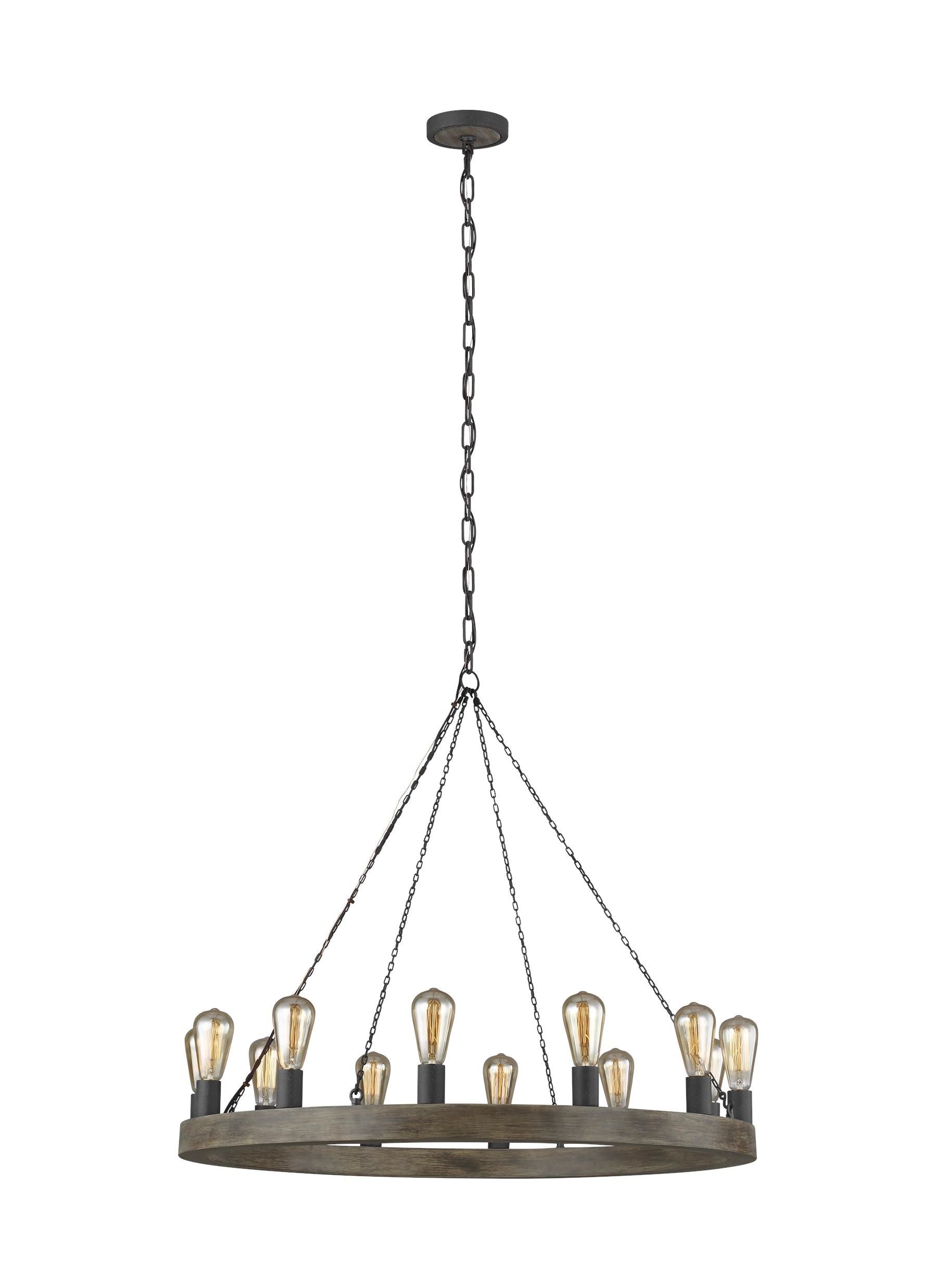 Avenir Chandelier Wood, Black - F3932/12WOW/AF | FEISS