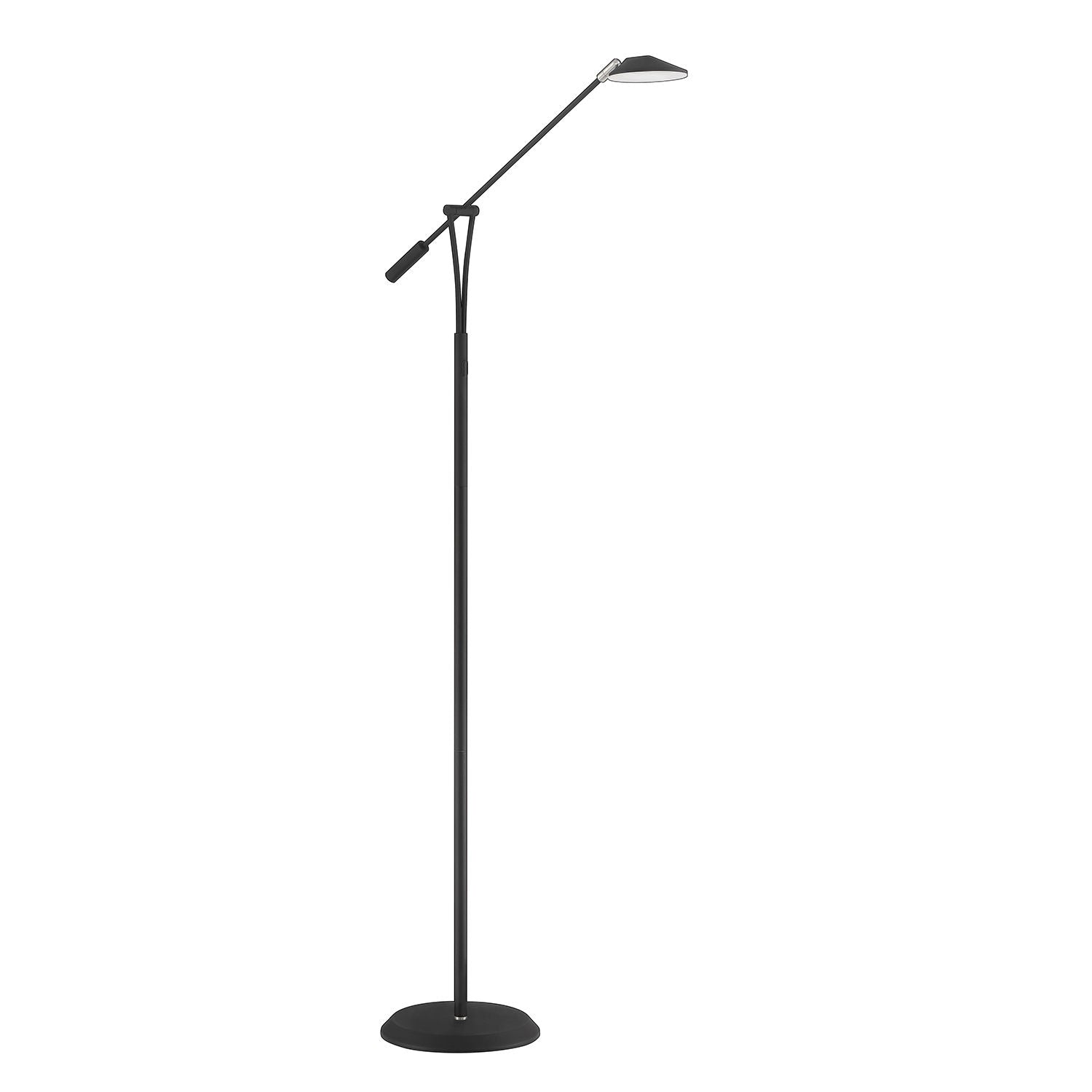 Lampe sur pied Nickel, Noir DEL INTÉGRÉ - FL5015-BLK/SN | KENDAL