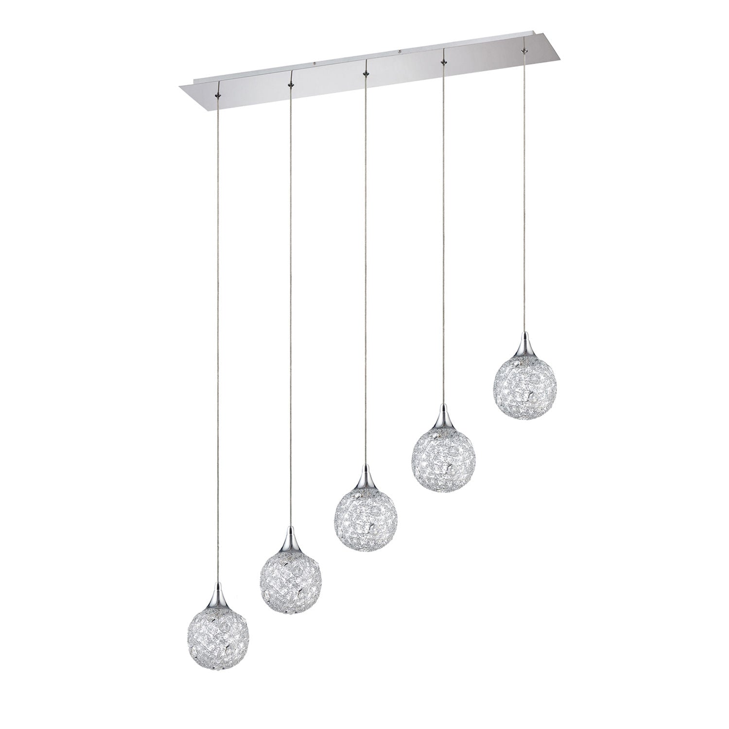 SOLARO Pendant Chrome, Crystal INTEGRATED LED - PF40-5LBR-CH | KENDAL