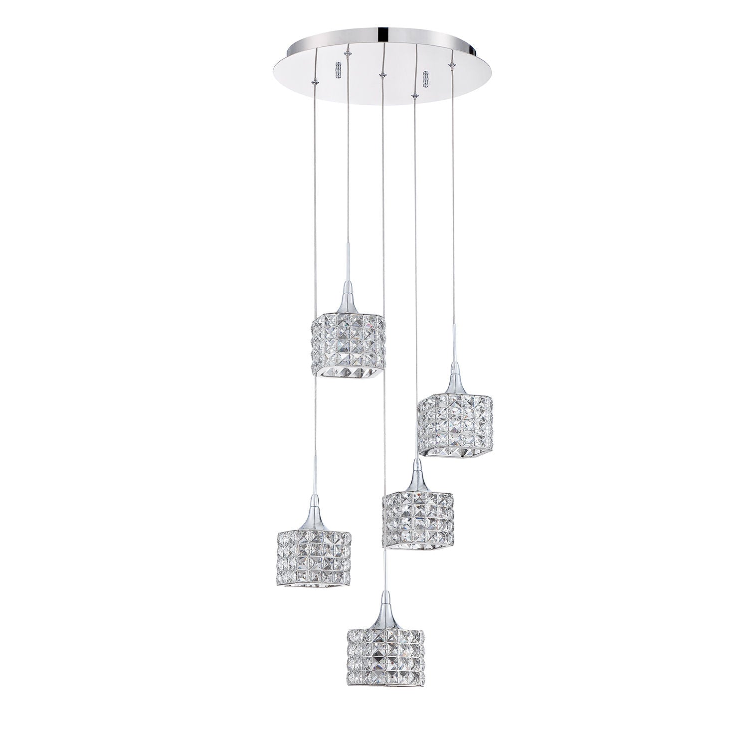 SHIMERA Pendant Chrome, Crystal INTEGRATED LED - PF62-5LPA-CH | KENDAL