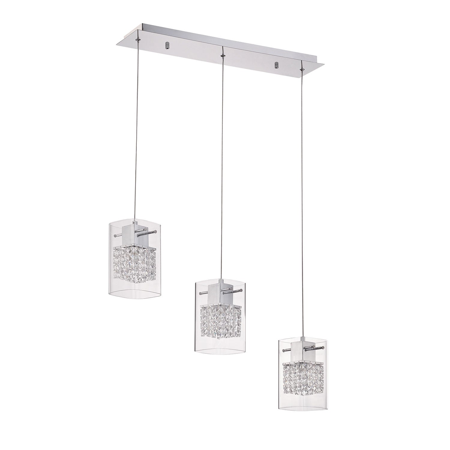 POLITAN Pendant Chrome, Crystal INTEGRATED LED - PF63-3LBR-CH | KENDAL
