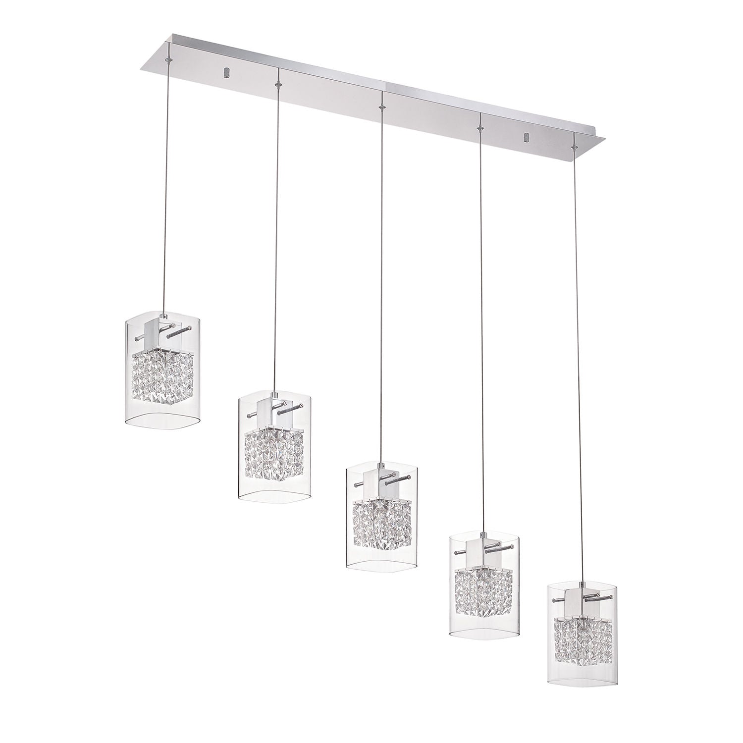 POLITAN Pendant Chrome, Crystal INTEGRATED LED - PF63-5LBR-CH | KENDAL