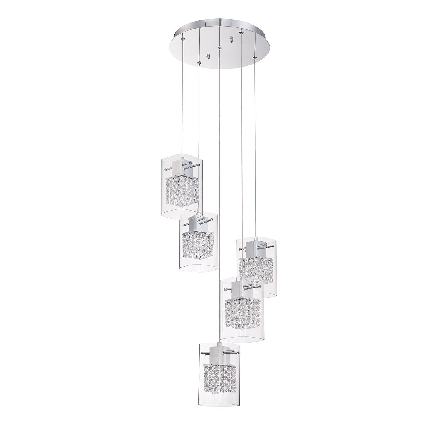 POLITAN Pendant Chrome, Crystal INTEGRATED LED - PF63-5LPA-CH | KENDAL