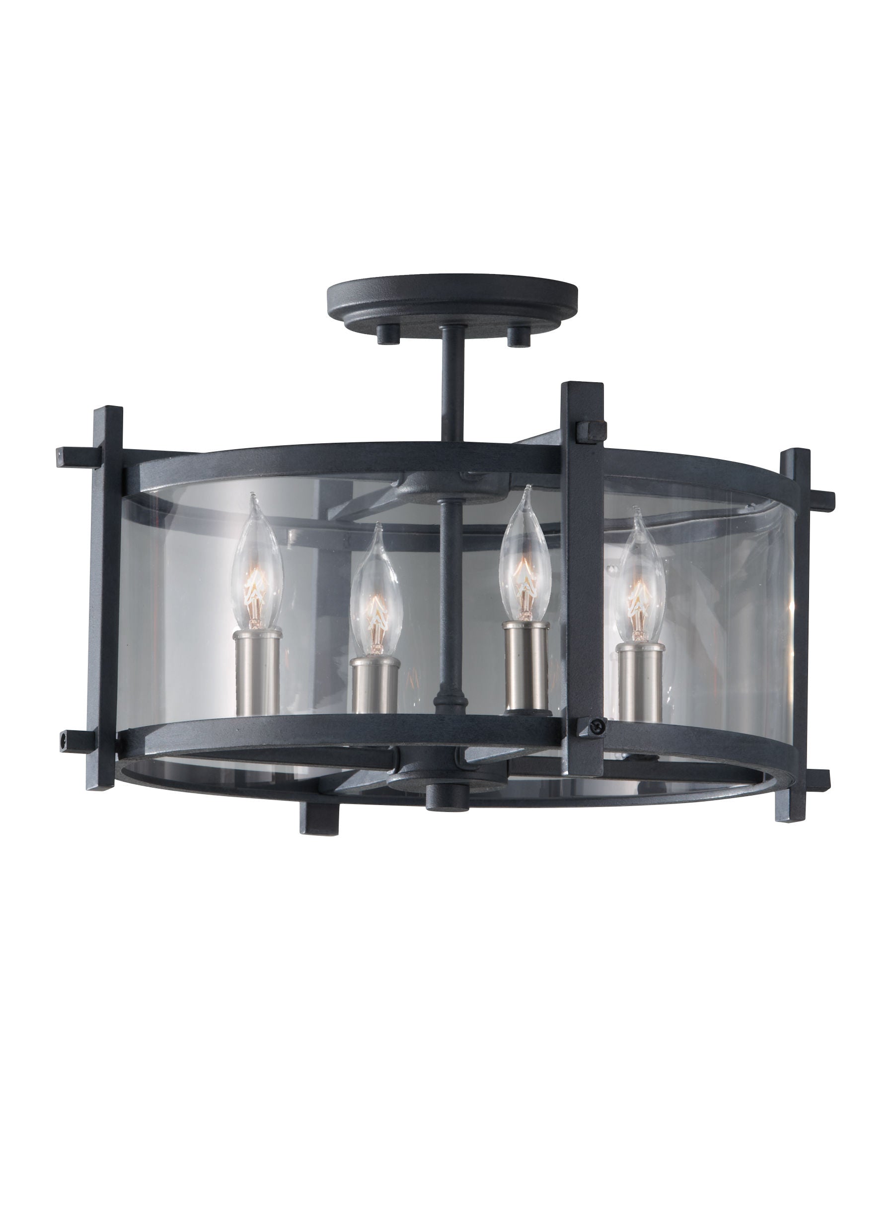 Ethan SemiPlafonnier Nickel, Noir - SF292AF/BS | GENERATION LIGHTING