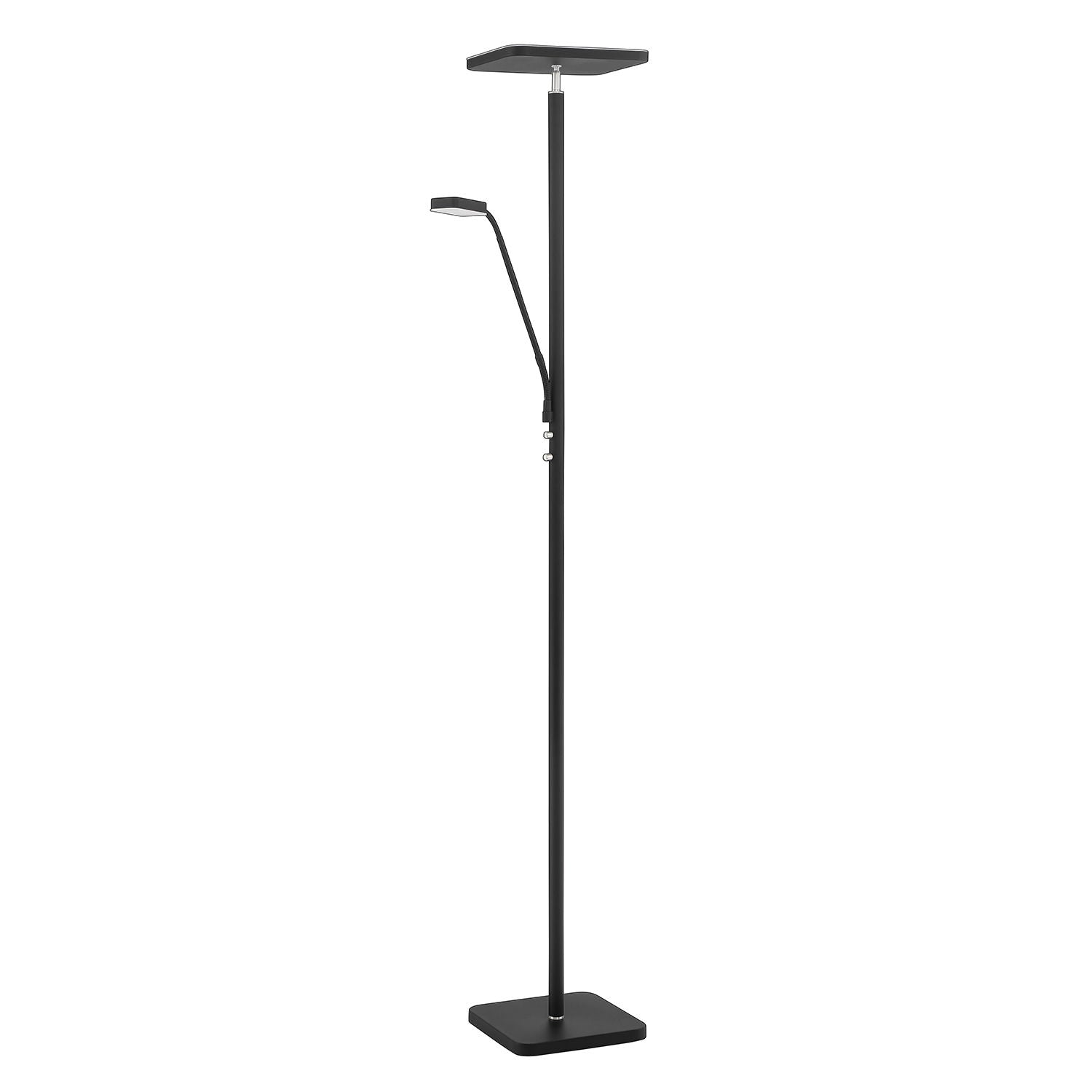 Lampe sur pied Nickel, Noir DEL INTÉGRÉ - TC5012-BLK/SN | KENDAL