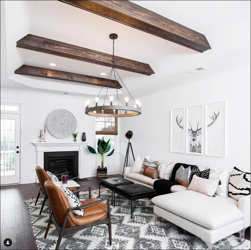 Avenir Chandelier Bois, Noir - F3932/12WOW/AF | GENERATION LIGHTING