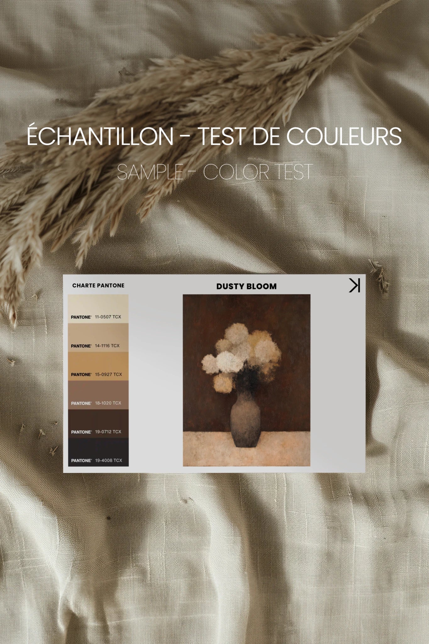 DUSTY BLOOM, Oeuvre sur toile rigide, encadré signature Atelier Dansereau