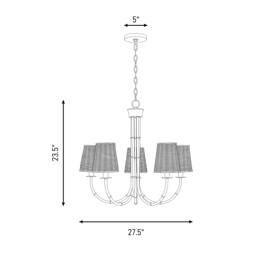 Lustre 5 lumières | Ashbury