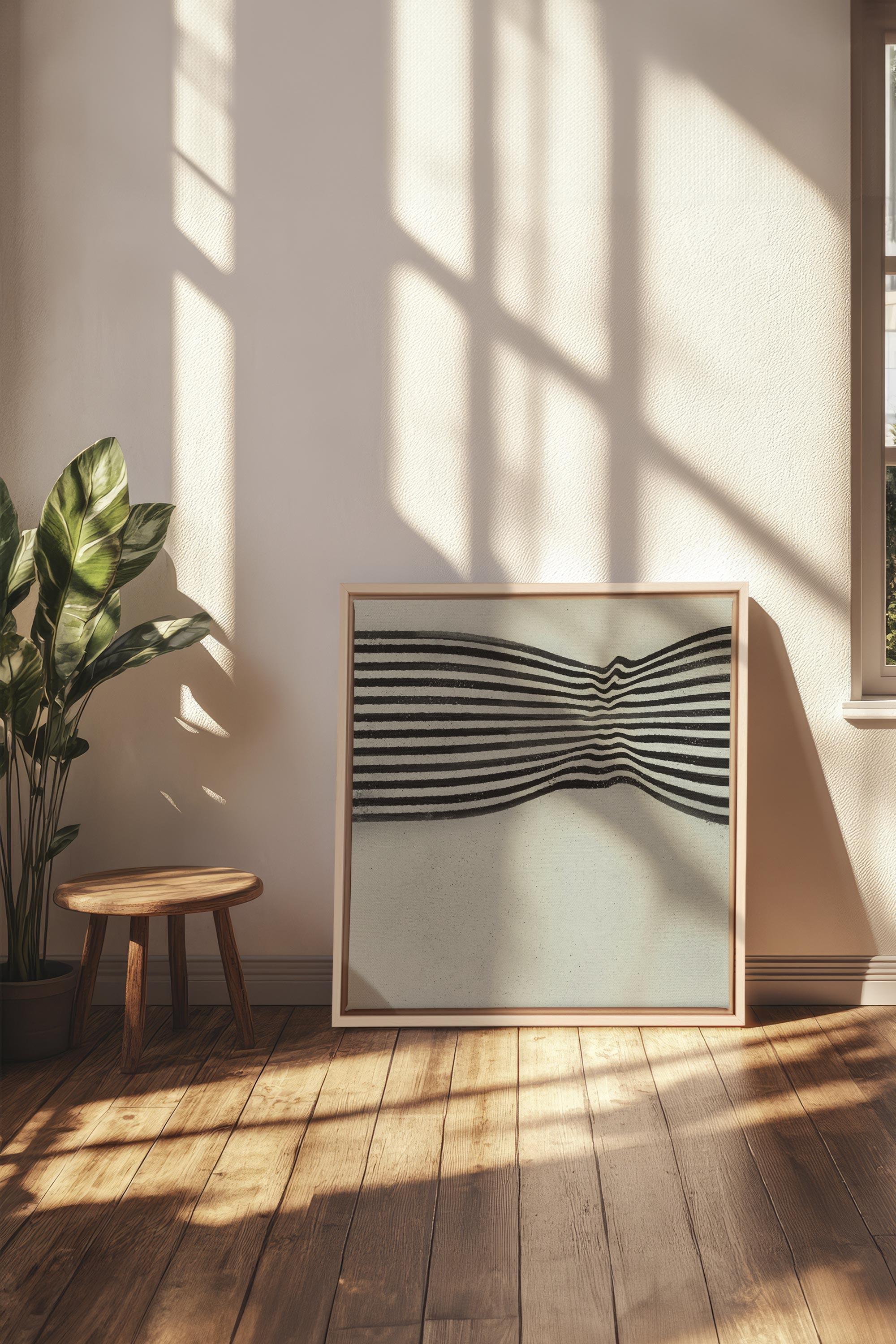 INFINITE STRIPES, Oeuvre sur toile étirée, encadré Naturel Clair