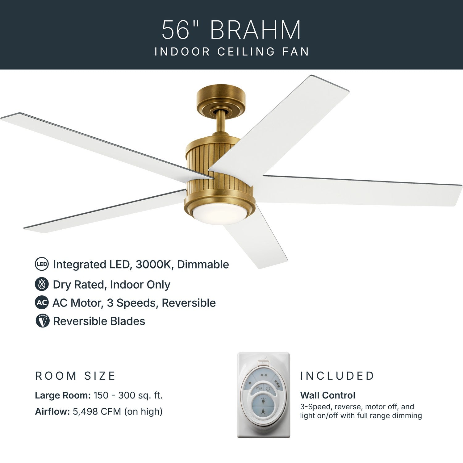 Ventilateur de plafond 56 po | Brahm