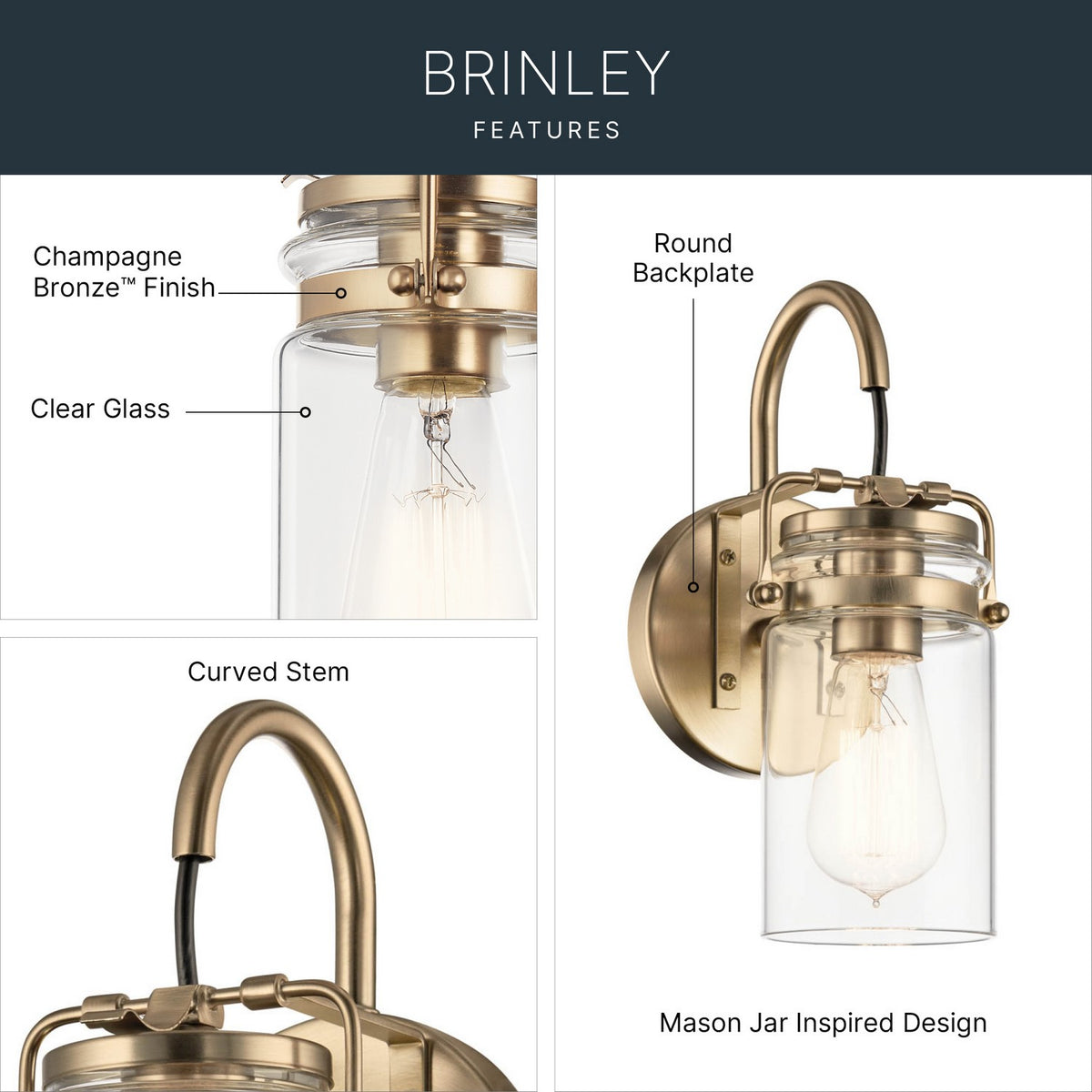 Applique murale 1 lumière | Brinley