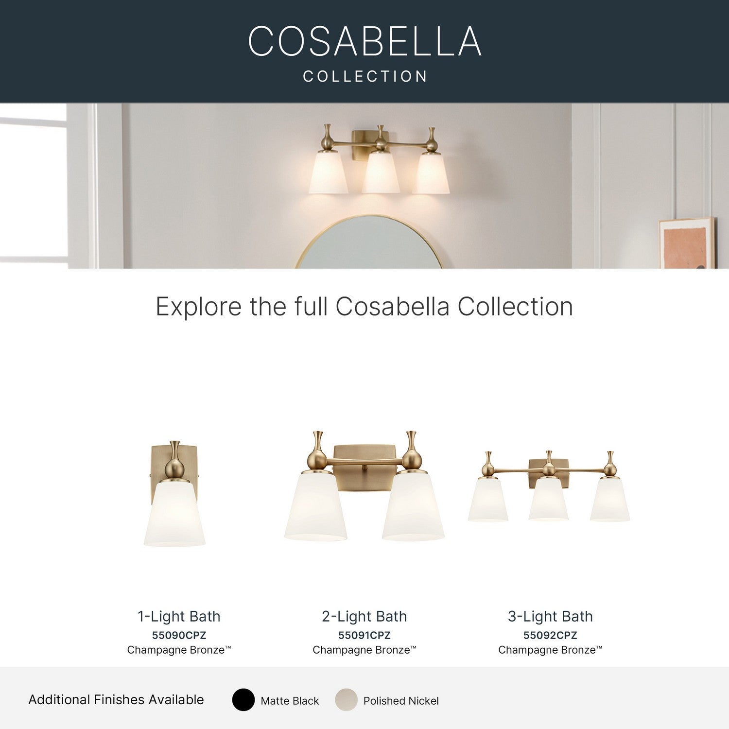 Applique de salle de bain 2 lumières | Cosabella