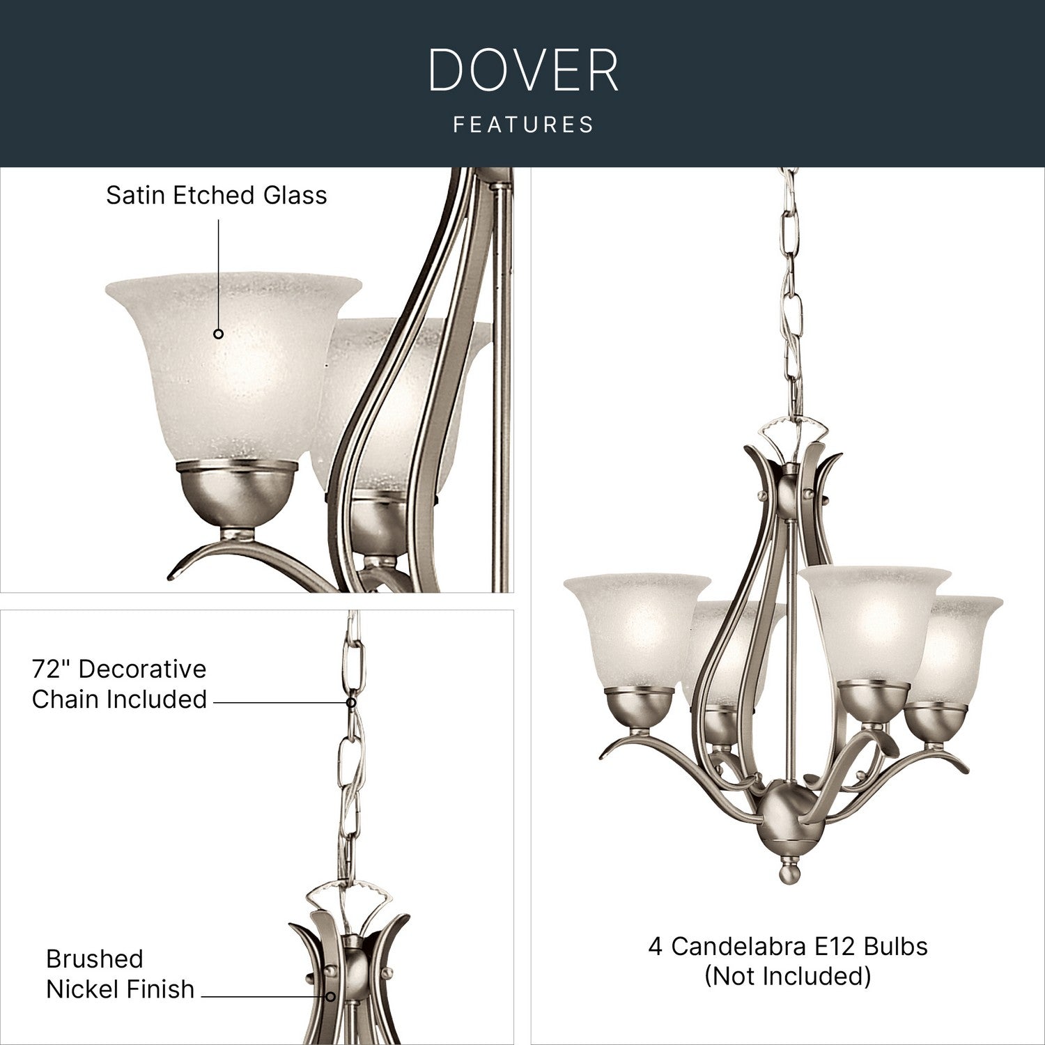 Mini-lustre 4 lumières | Dover