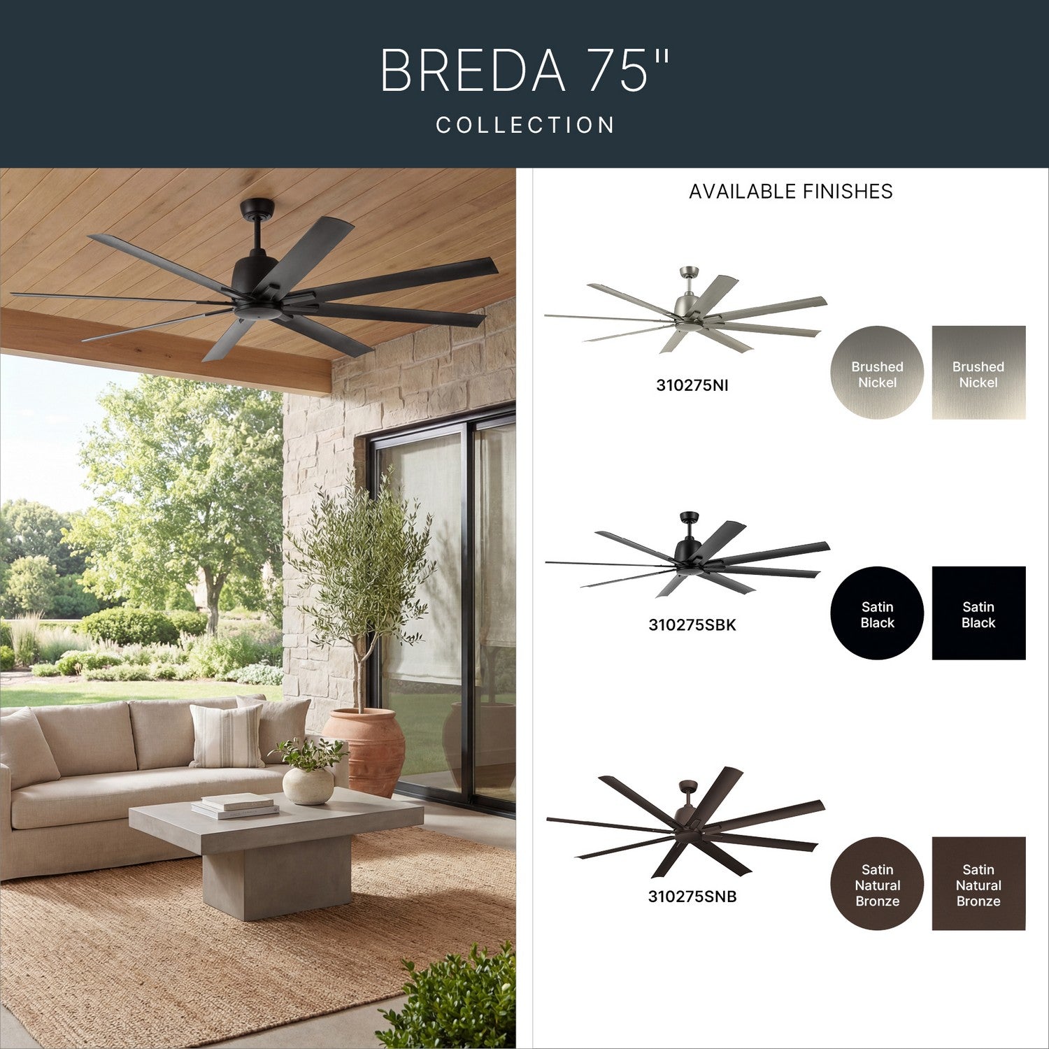 Ventilateur de plafond 75 po | Breda