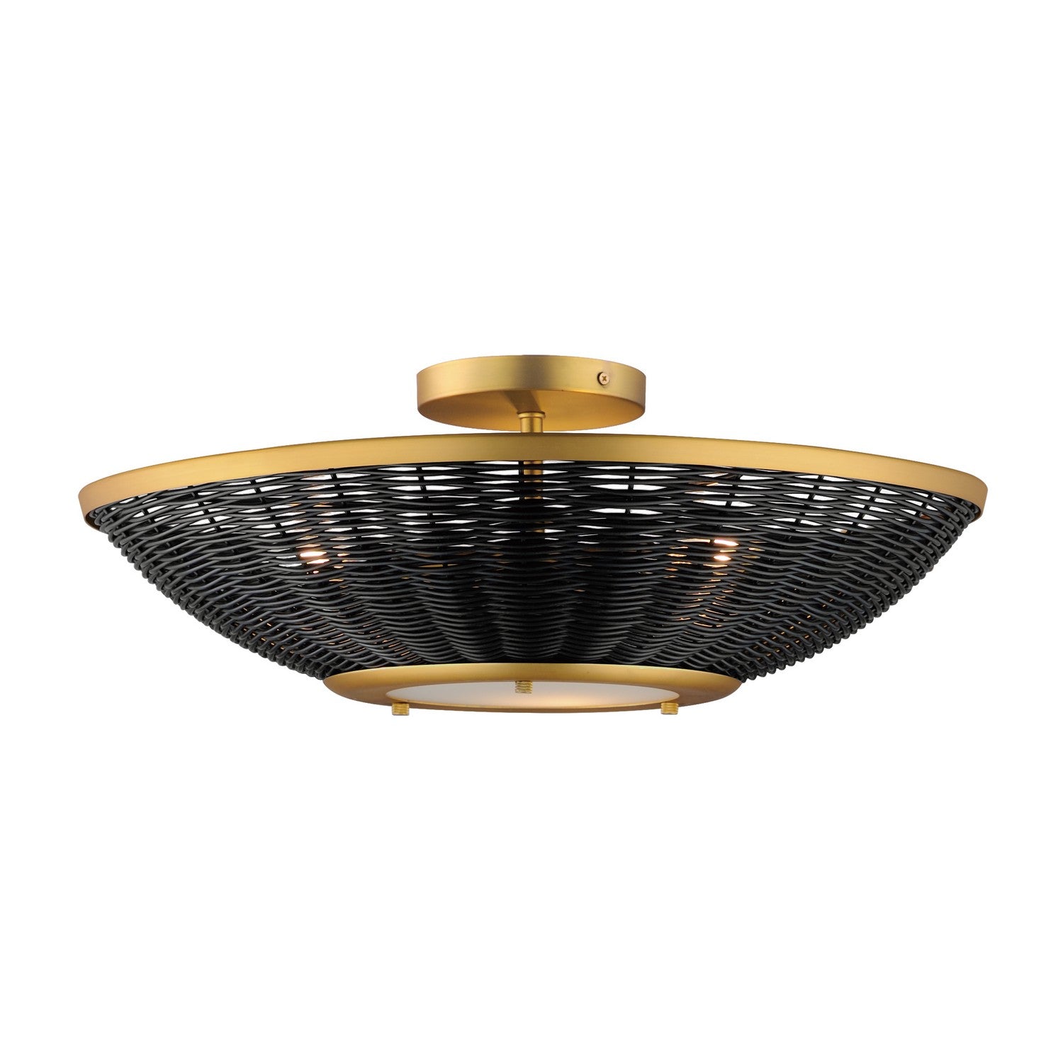 Applique ou semi-plafonnier 3 lumières | Rattan