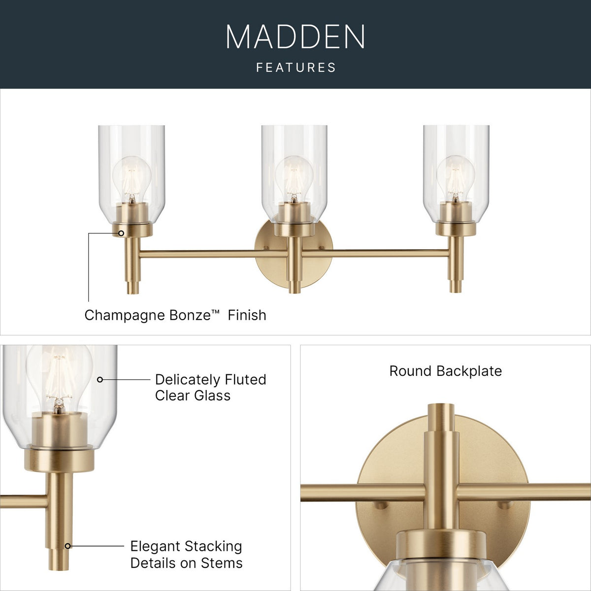 Applique de vanité 3 lumières | Madden