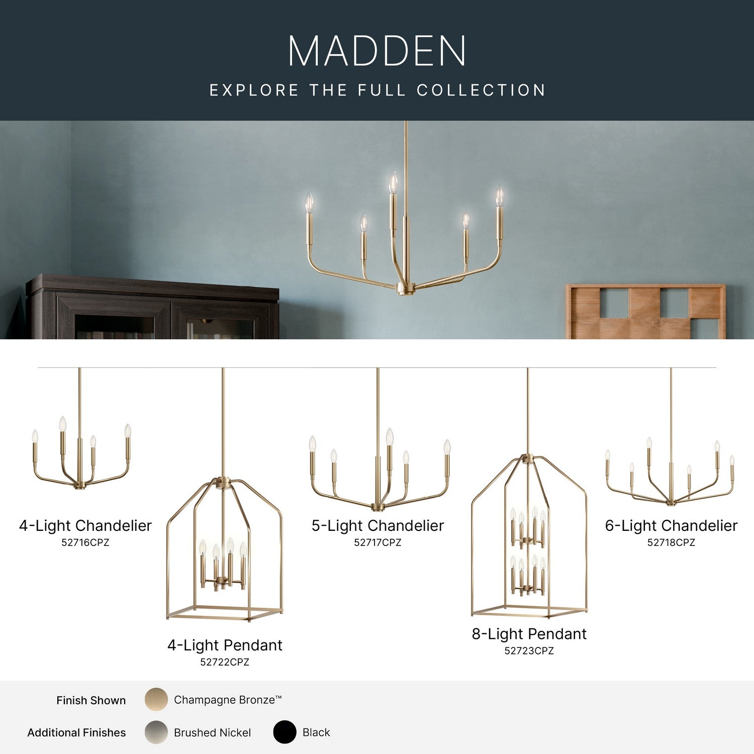 Suspension d'entrée 4 lumières | Madden