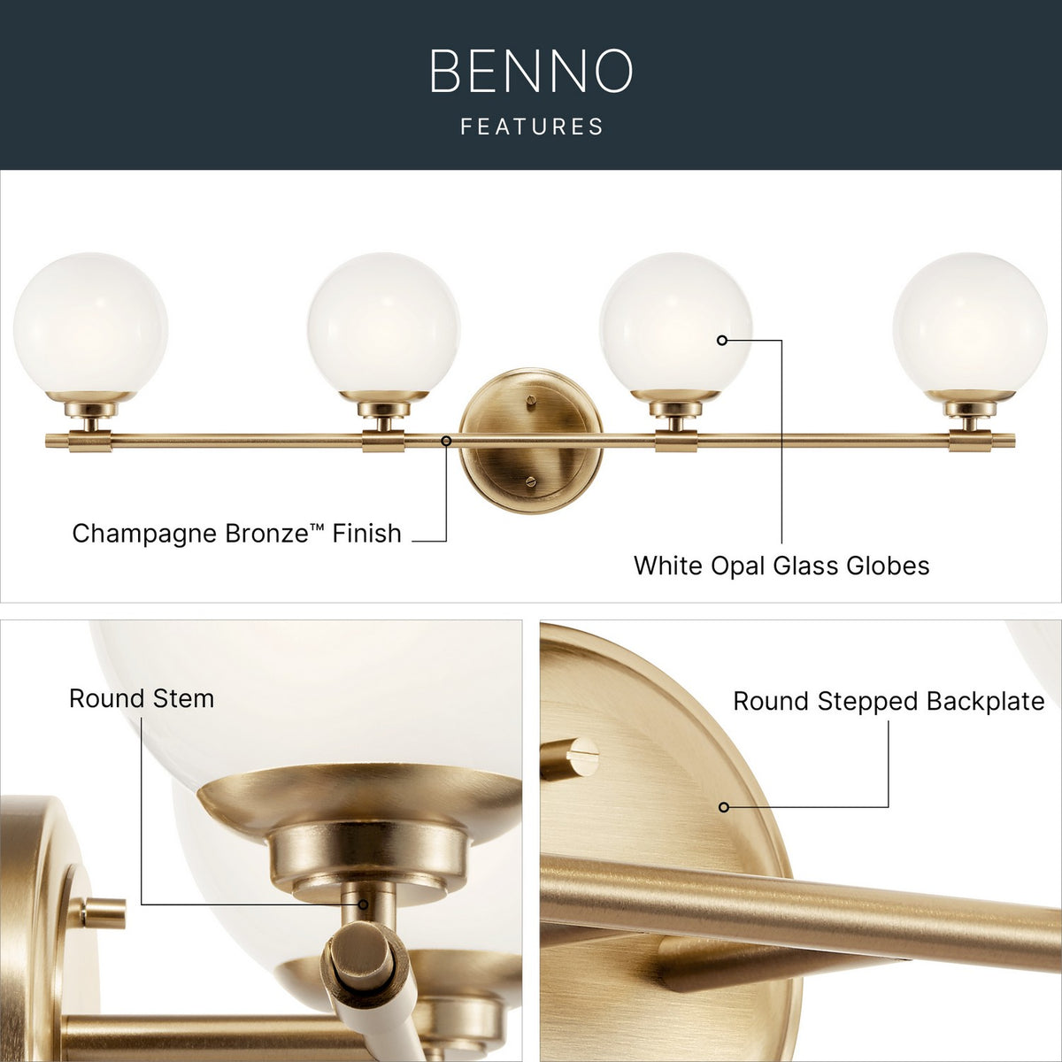 Applique de vanité 4 lumières | Benno