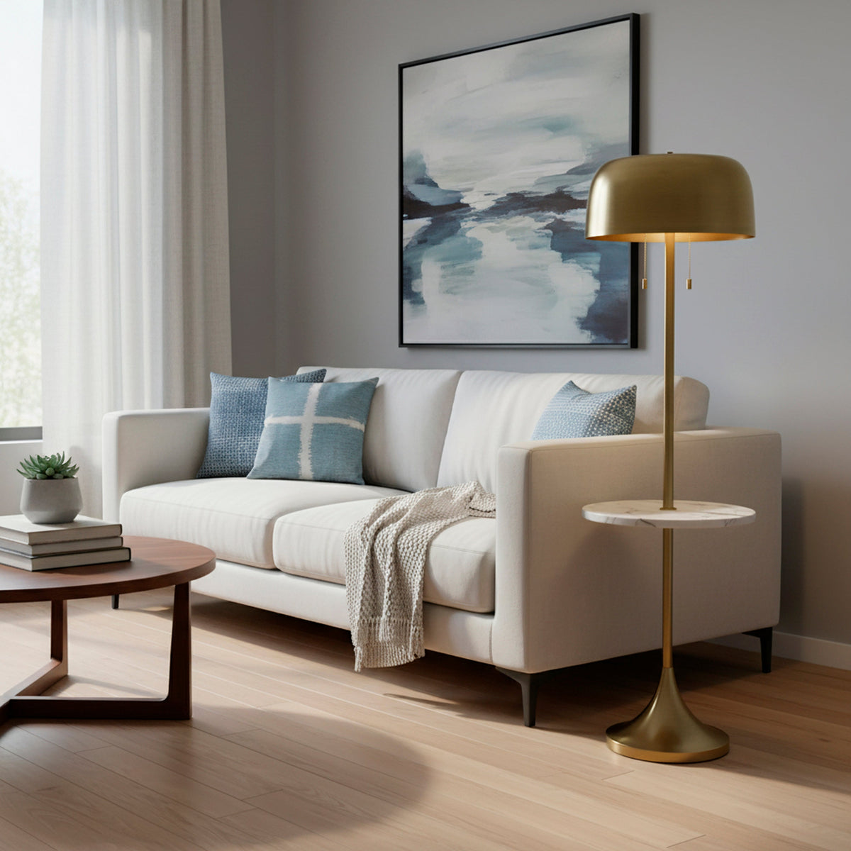 Lampadaire avec tablette | Tanner — Adesso