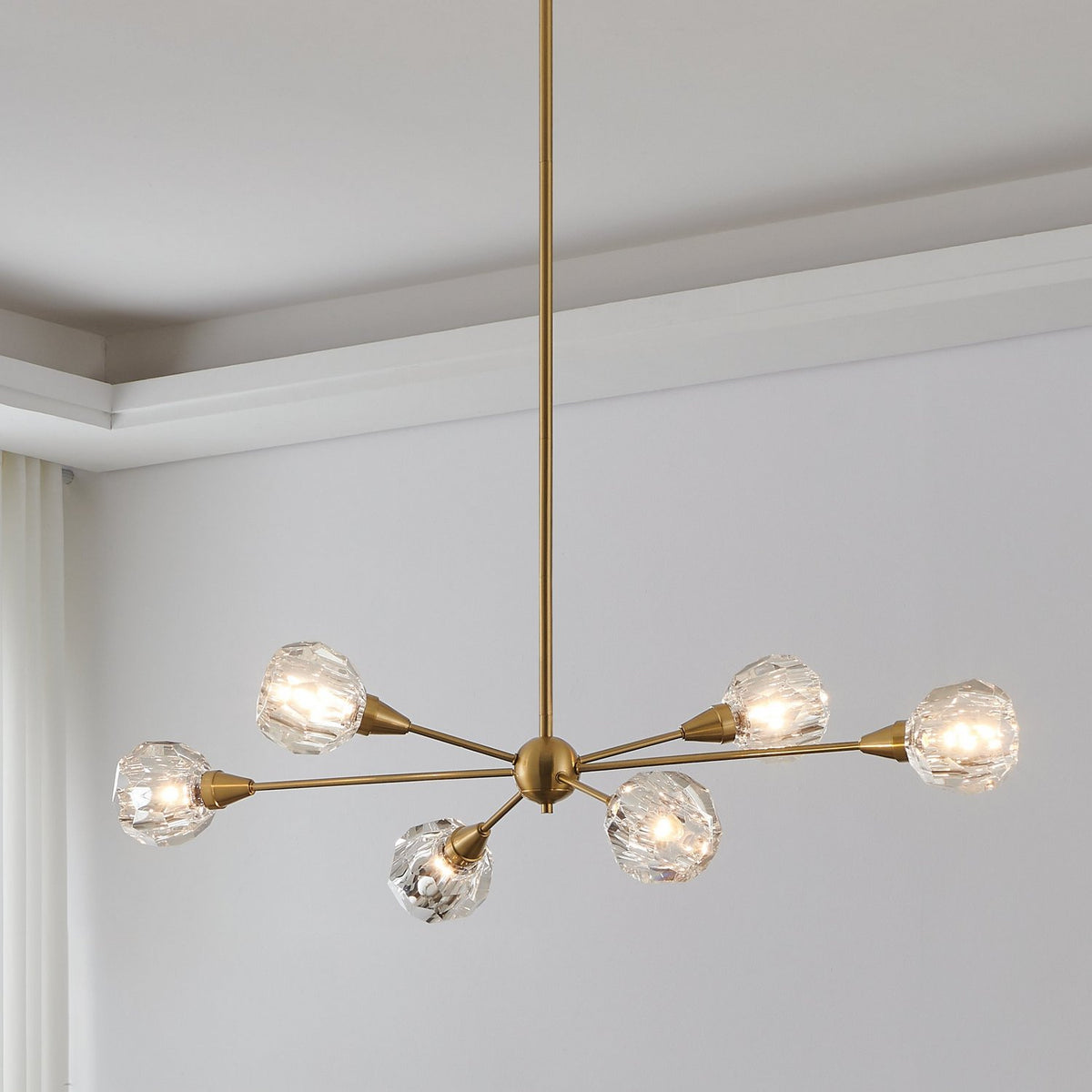 Suspension 6 lumières | Helena — Or / Champagne / Feuille d'or — 206943A