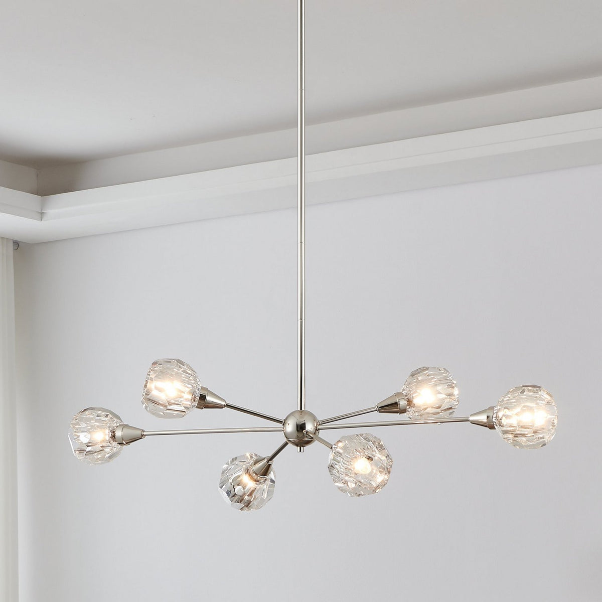 Suspension 6 lumières | Helena — Nickel poli — 206944A