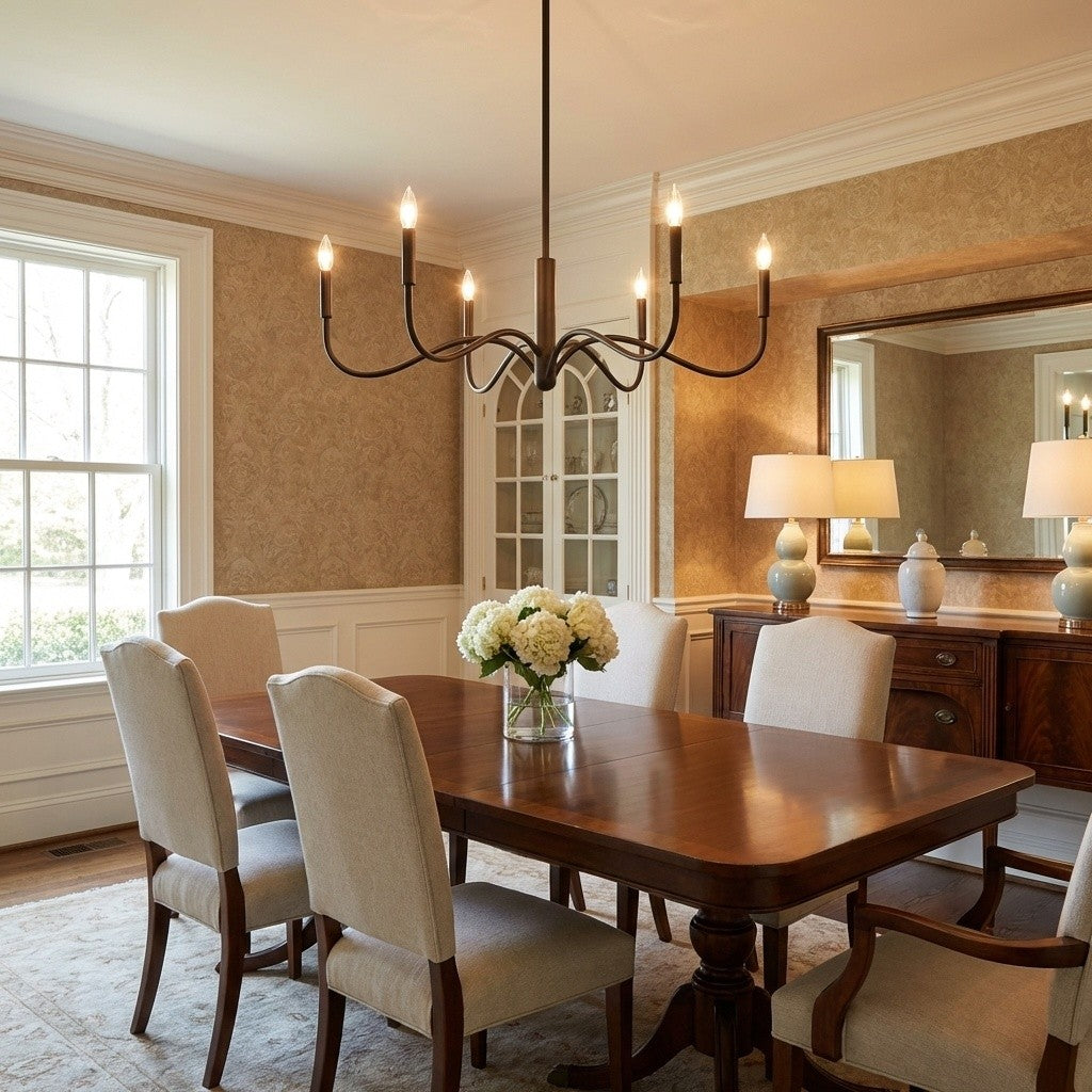 Lustre 6 lumières | Aged Iron | Chatsworth