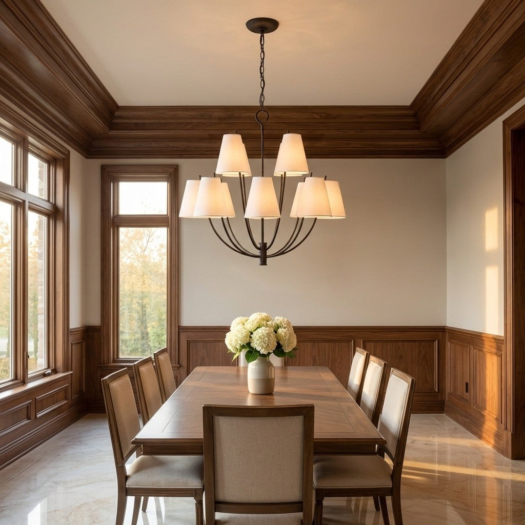 Lustre 12 lumières | Aged Iron | Marina