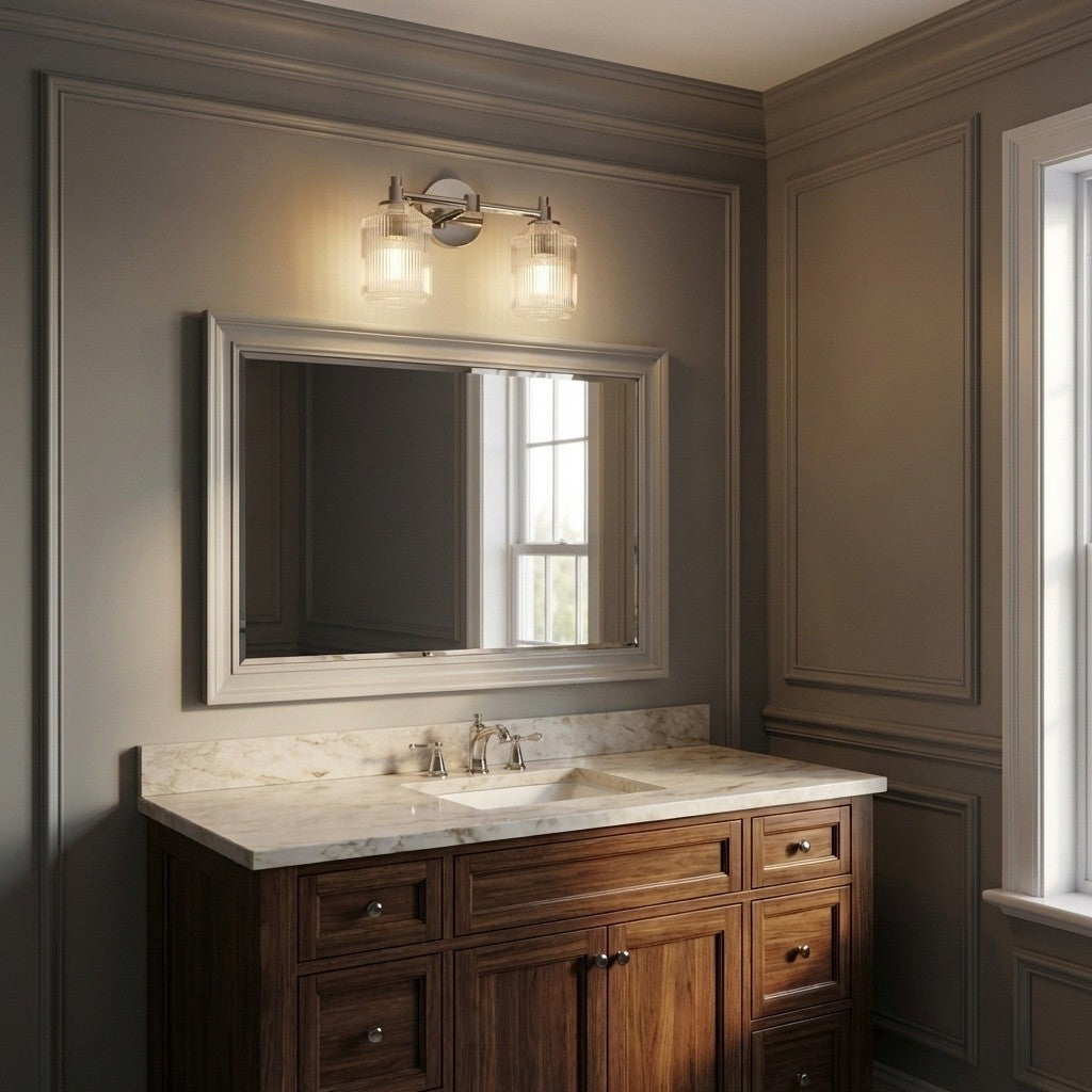 Applique de salle de bain 2 lumières | Polished Nickel | Barstow