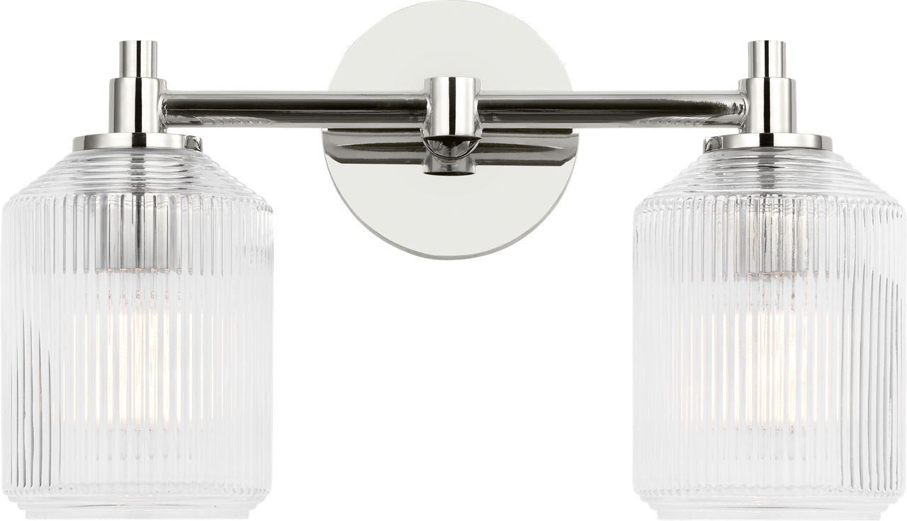 Applique de salle de bain 2 lumières | Polished Nickel | Barstow