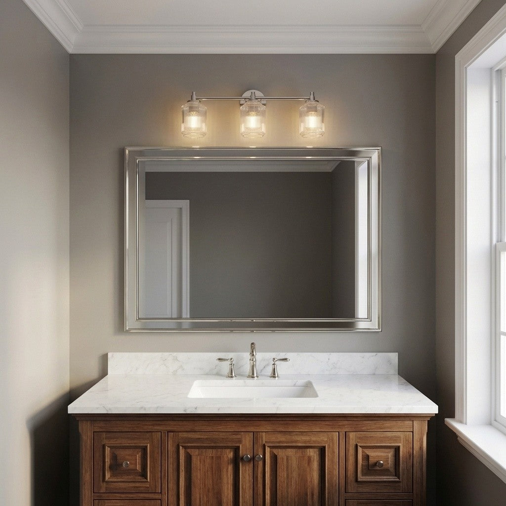 Applique de salle de bain 3 lumières | Polished Nickel | Barstow
