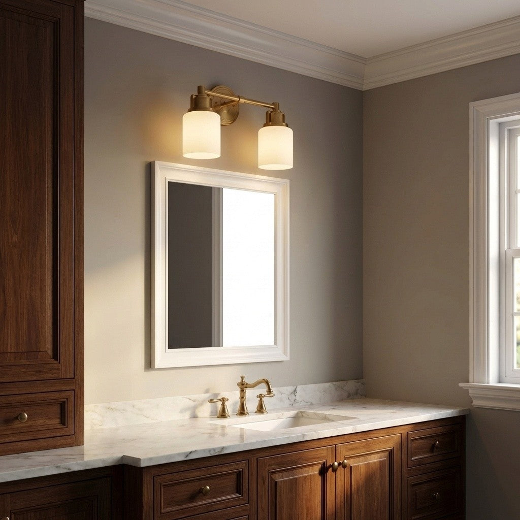 Applique de salle de bain 2 lumières | Burnished Brass | Ashford